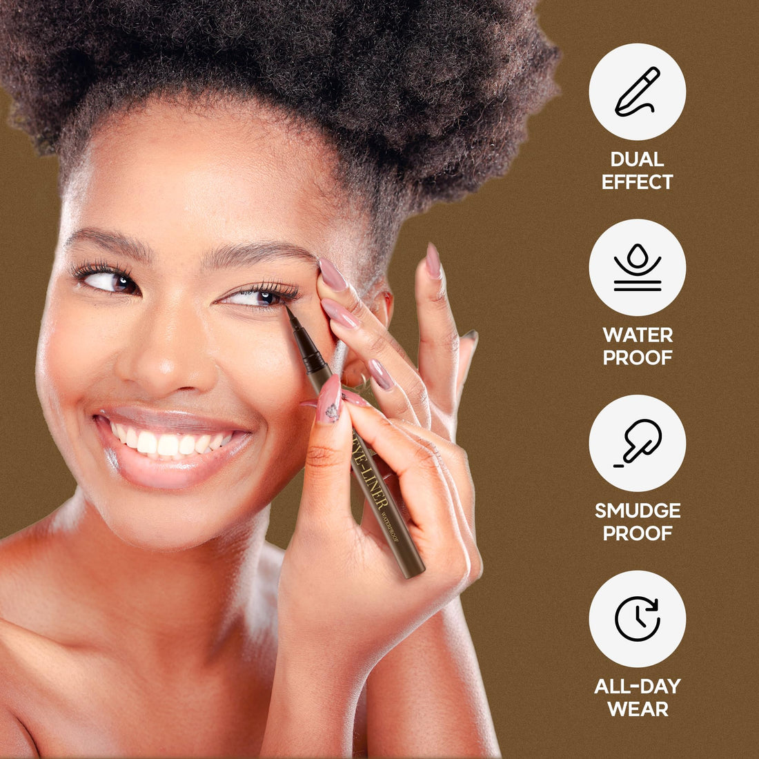 Liquid Precision Eyeliner Pen, Waterproof & Smudge-Proof, Long-Lasting Black Eye Liner, Fine & Bold Lines, 0.5g Halalzen