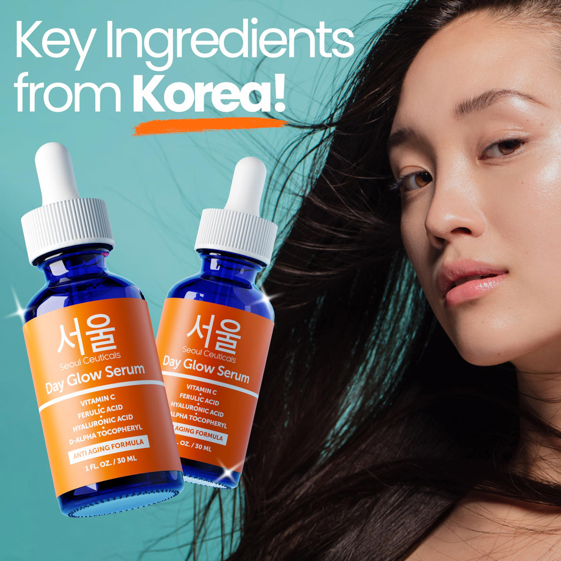 SeoulCeuticals Korean Skin Care 20% Vitamin C Hyaluronic Acid Serum + CE Ferulic Acid - Potent Anti Aging, Anti Wrinkle Korean Beauty 1oz Halalzen