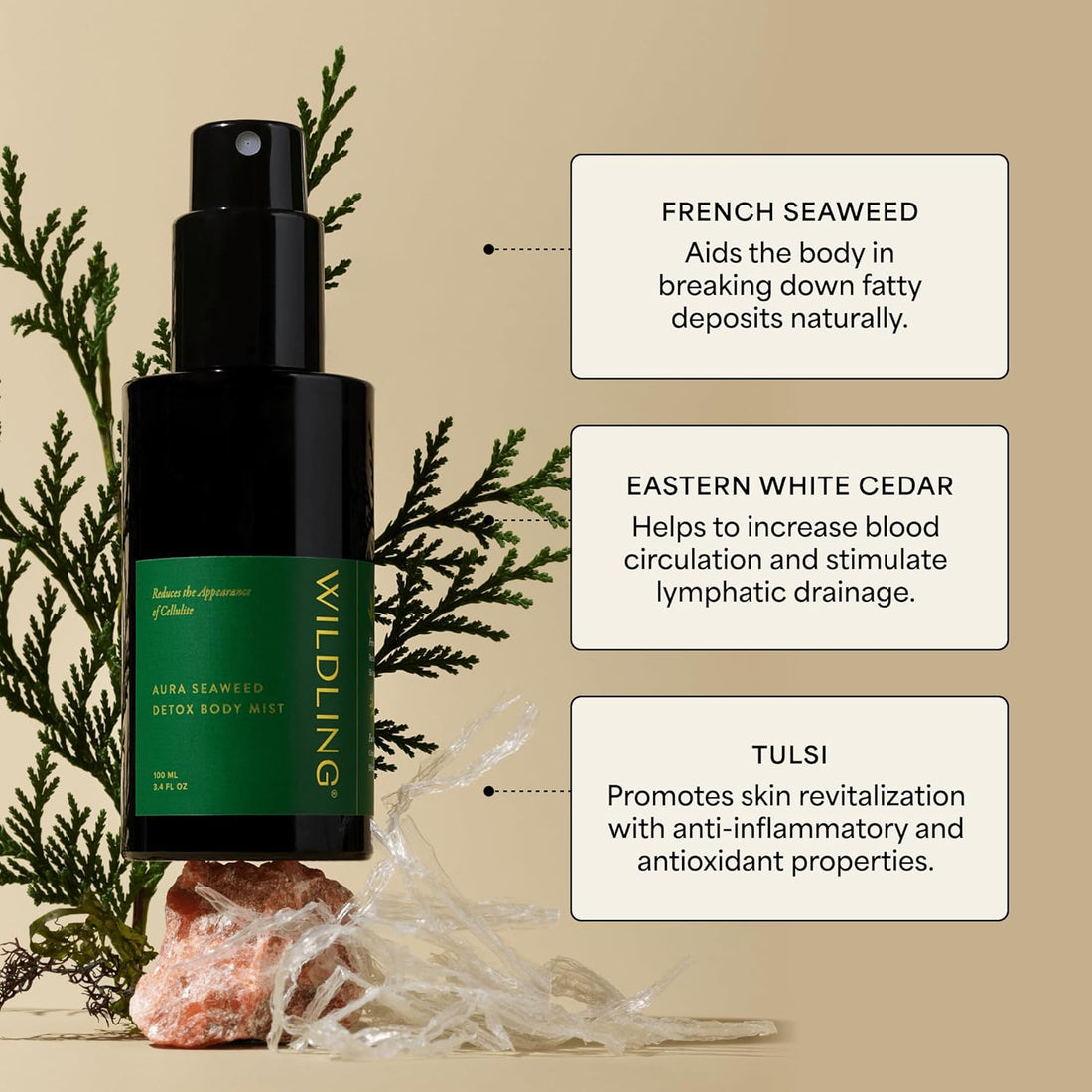 WILDLING Aura Rose Pepper Toning Body Oil I Hydrate, Smooth, Tone+Tights Skin w/ Wild Rose Pepper, Mastic+Organic Helichrysum I Cellulite Smoothing,Lymphatic Drainage and Blood Circulation Improvement