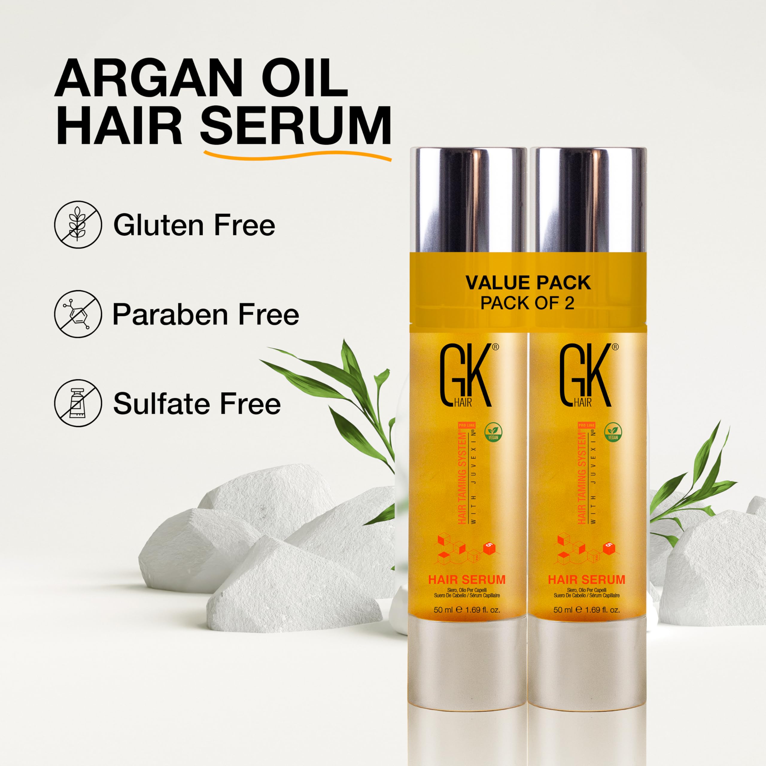 Hair Oil Keratin Treatment Serum By GK HAIR - Argan Oil Lightweight Formula For Frizz Control Heat Protection Add Shine Repair Dry Damaged Hydrating Sulfate Free All Hair Types Men Women - 50ml