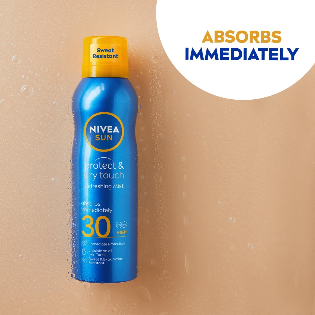 NIVEA SUN Protect & Dry Touch Refreshing Sun Mist Spray SPF50 (200ml), Water-Resistant Sun Spray, Immediate Protection Against UVA/UVB Rays, Sunburns and Premature Ageing (Packing May Vary)