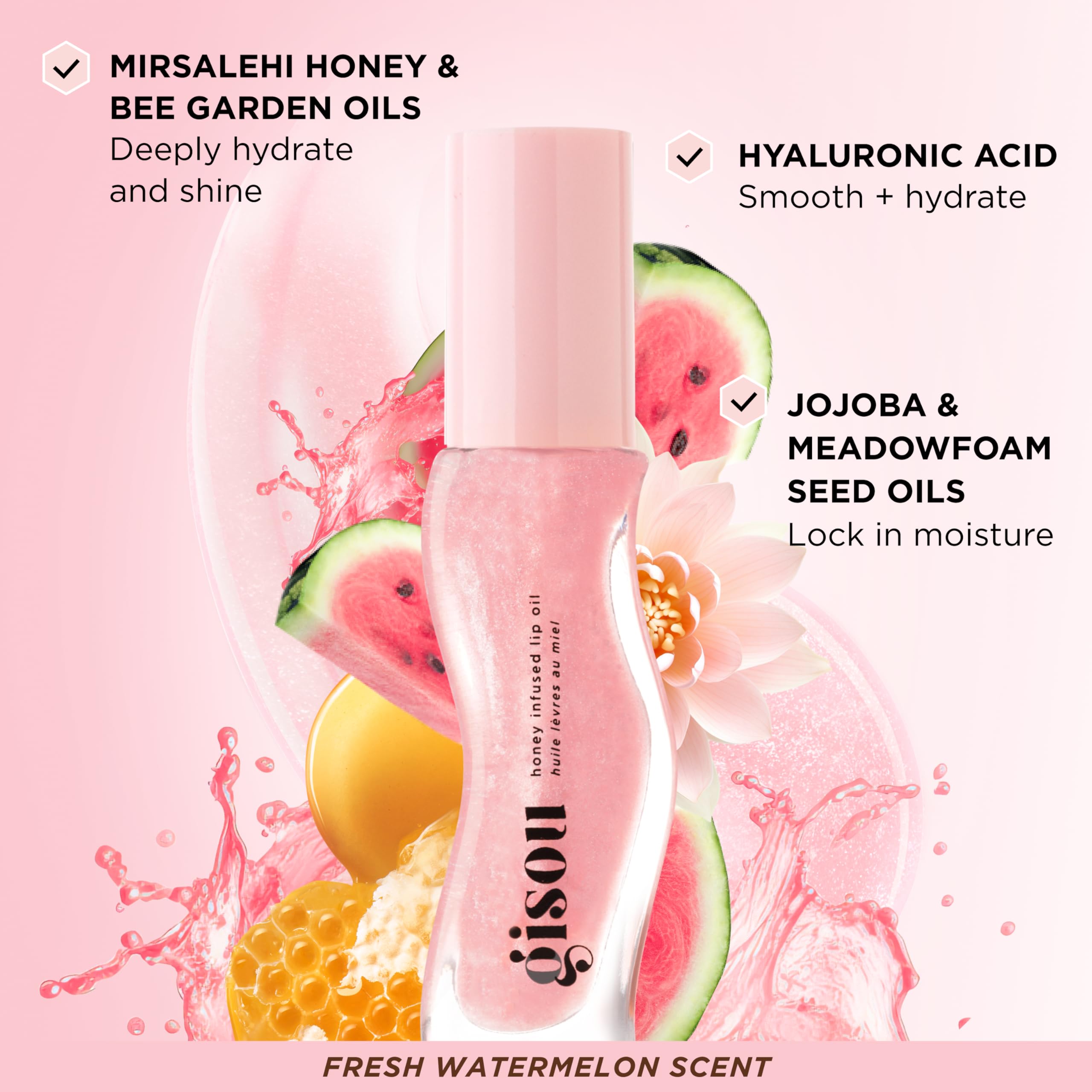 Gisou Honey Infused Lip Oil – Hydrating & Glossy Lip Oil with Jojoba Seed Oil, Non-Sticky Shine, Fresh Honey, 0.27 Fl Oz Halalzen