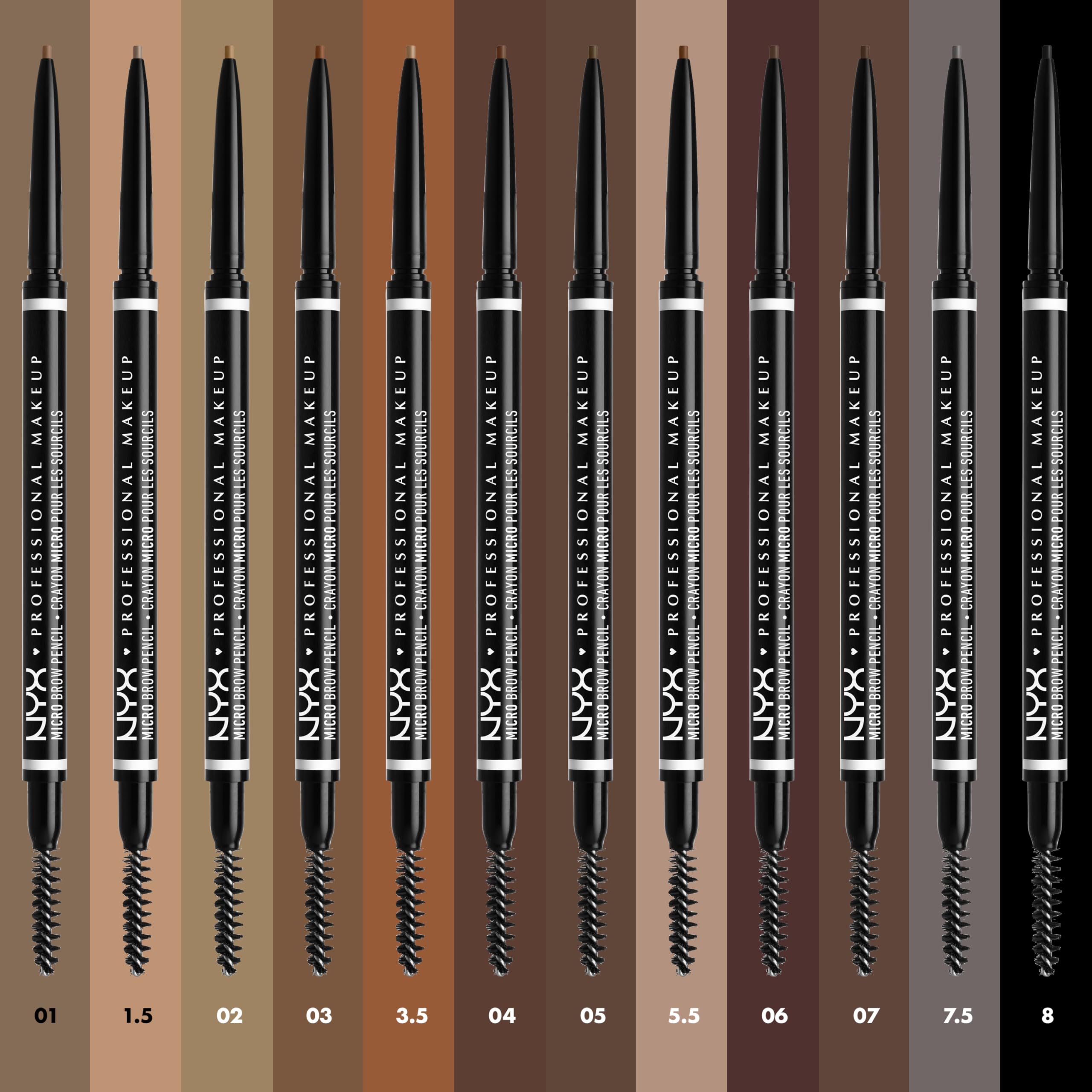NYX Professional Makeup Brow Pencil, Micro Brow Dual Ended Ultrafine Pencil Tip with Mechanical Brow Tool and Spoolie Brush, Vegan Formula, Shade: Ash Brown