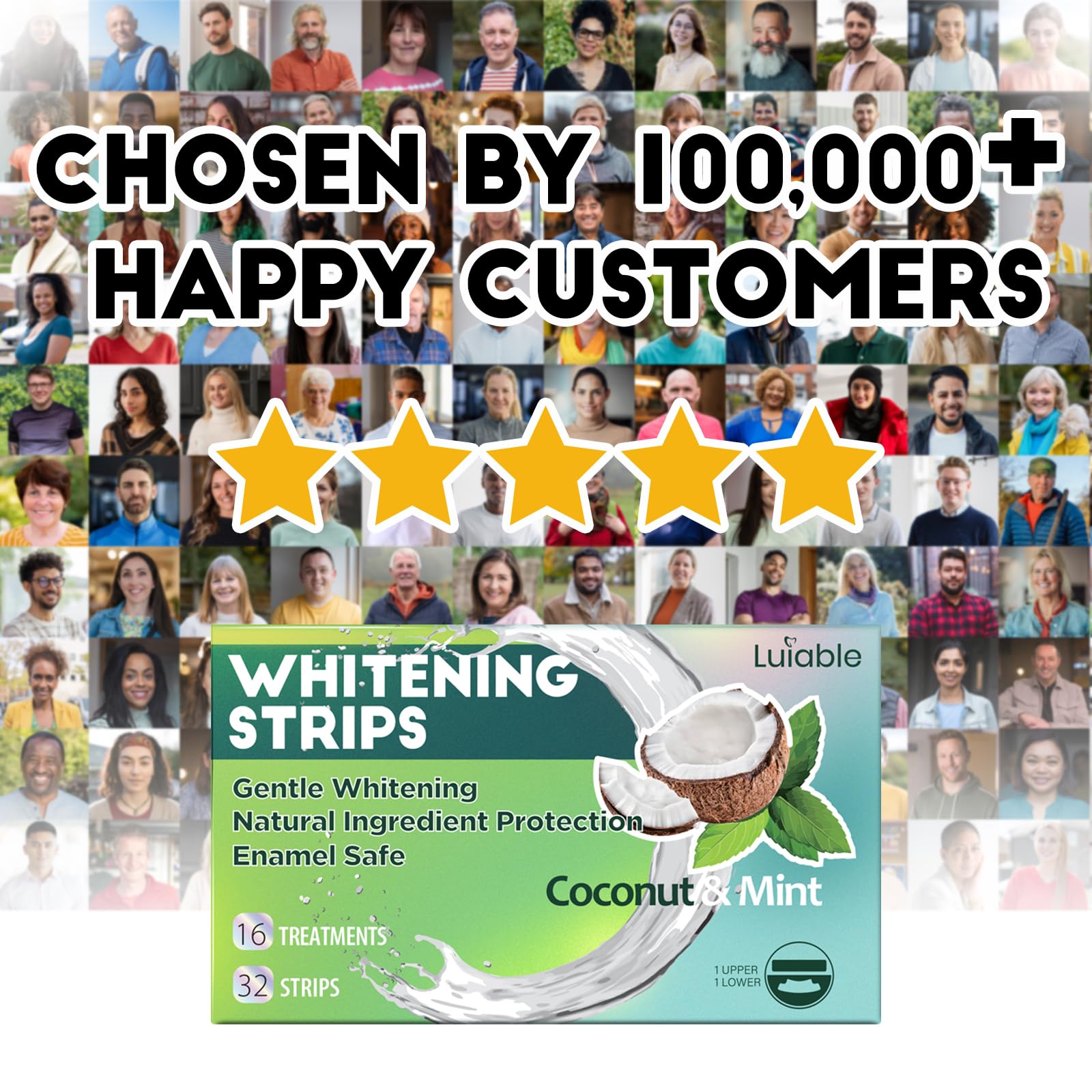 Teeth Whitening Strips for Tooth White: Professional Dentist Formulated Teeth Whitener Enamel 16 Treatments Enamel-Safe – 32 Non-Sensitive Strips