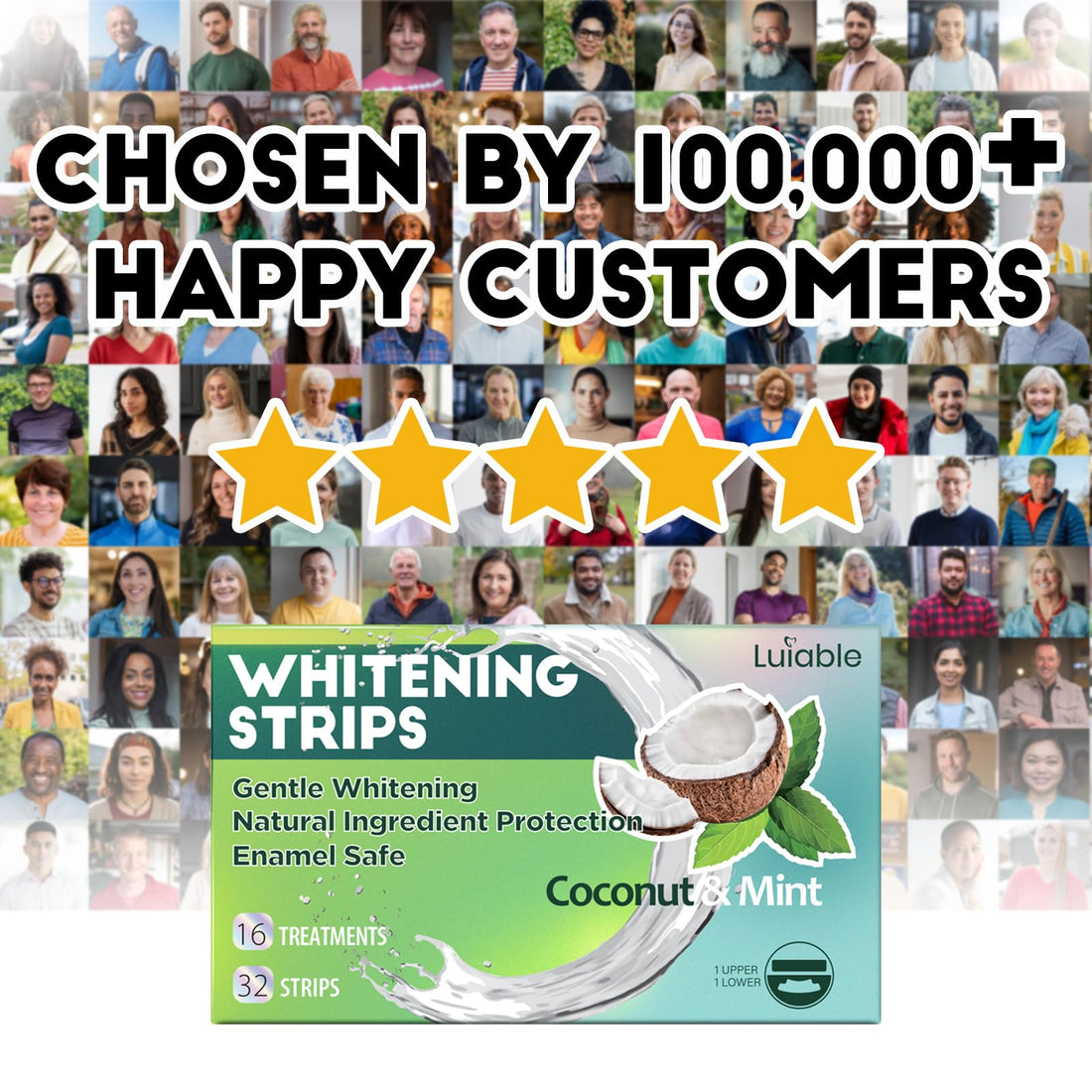 Teeth Whitening Strips for Tooth White: Professional Dentist Formulated Teeth Whitener Enamel 16 Treatments Enamel-Safe – 32 Non-Sensitive Strips