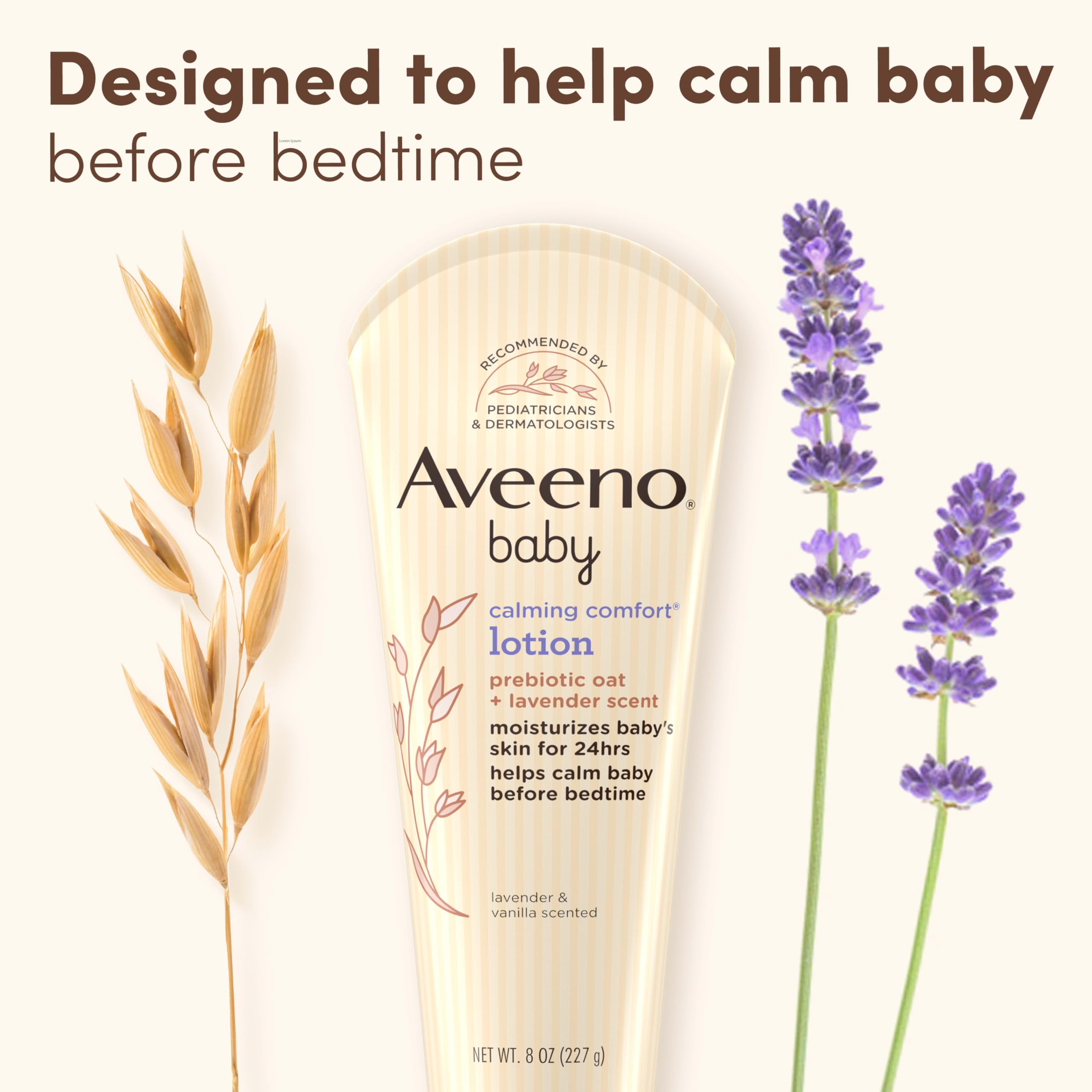 Aveeno Baby Calming Comfort Moisturizing Body Lotion with Relaxing Lavender & Vanilla Scents, Non-Greasy Baby Lotion, Nourishing Prebiotic Oatmeal, Paraben- & Phthalate-Free, 18 fl. oz Halalzen
