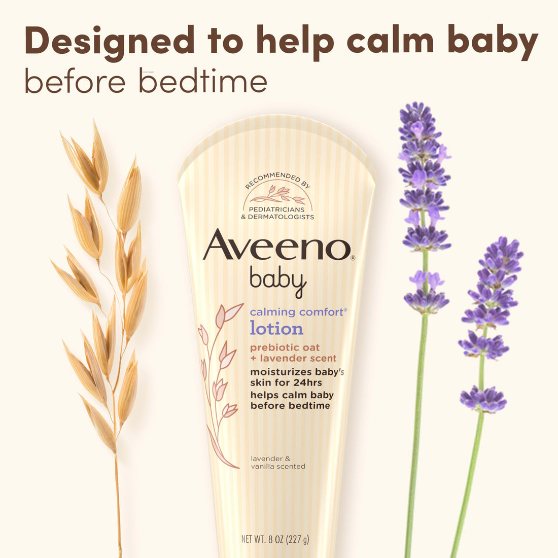 Aveeno Baby Calming Comfort Moisturizing Body Lotion with Relaxing Lavender & Vanilla Scents, Non-Greasy Baby Lotion, Nourishing Prebiotic Oatmeal, Paraben- & Phthalate-Free, 18 fl. oz Halalzen
