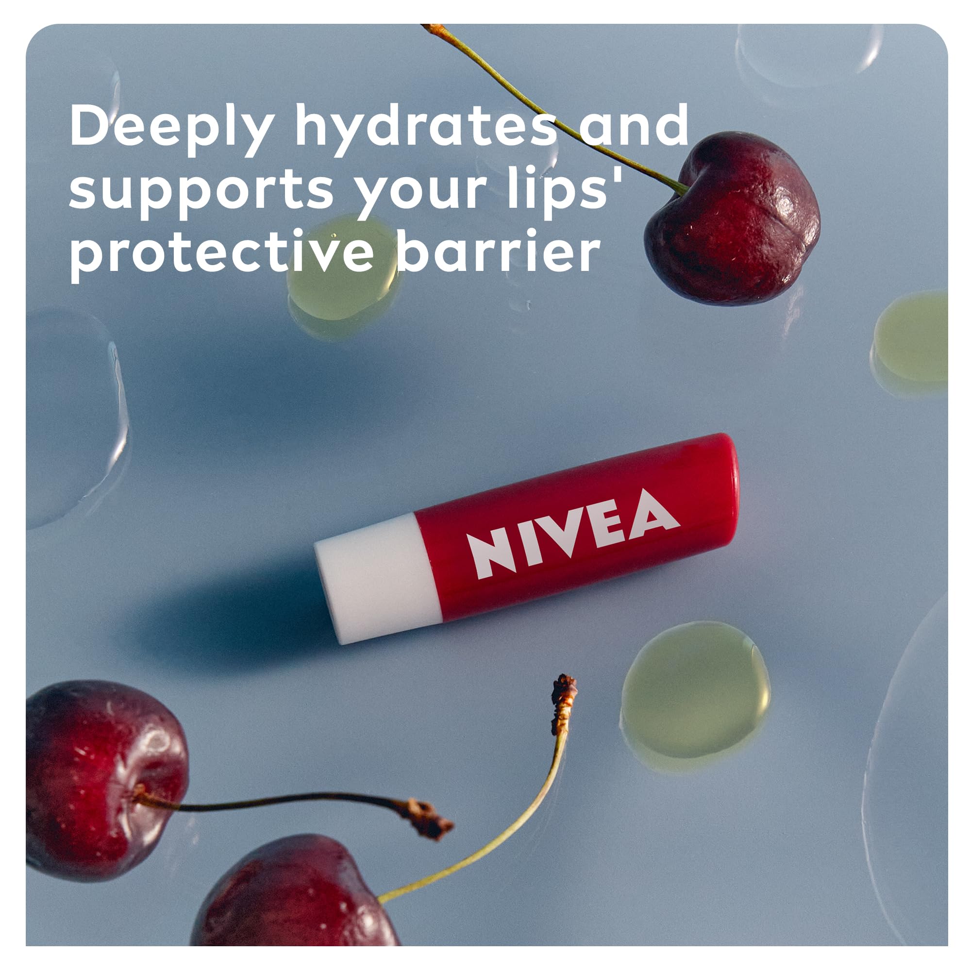 NIVEA Cherry Shine Lip Balm (4.8g), Flavoured Lip Balm with Shea Butter, Natural Oils and Vitamins, Provides 24h Moisture and a Soft Red Shine, Vegan Lip Care Formula Halalzen