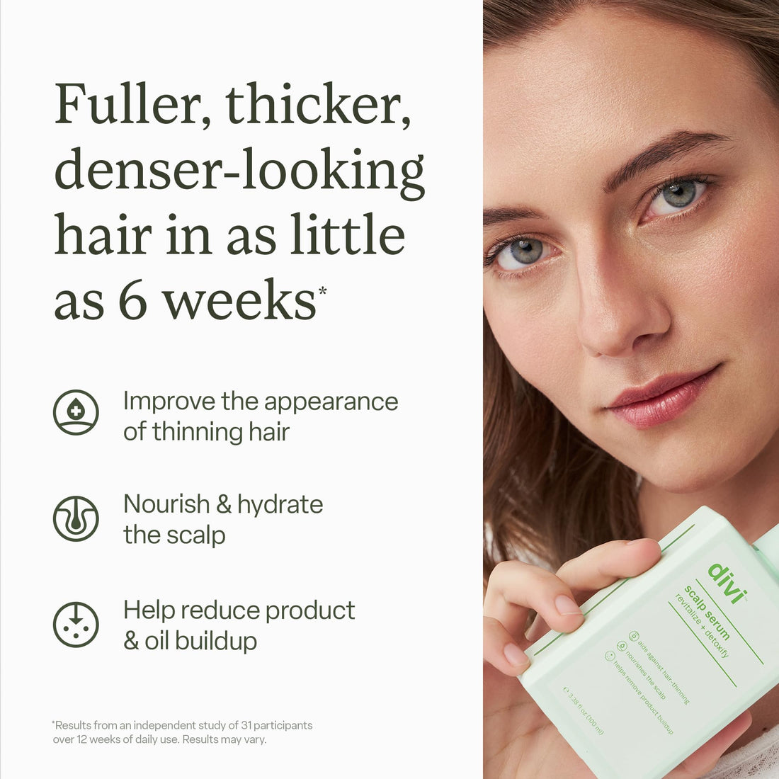 Divi Scalp Serum for Thinning Hair Clinically Tested, Non-Greasy Formula with Amino Acids, Caffeine & Rosemary Oil Promotes Healthy Scalp & Fuller-Looking Hair, Reduces Oil & Product Buildup