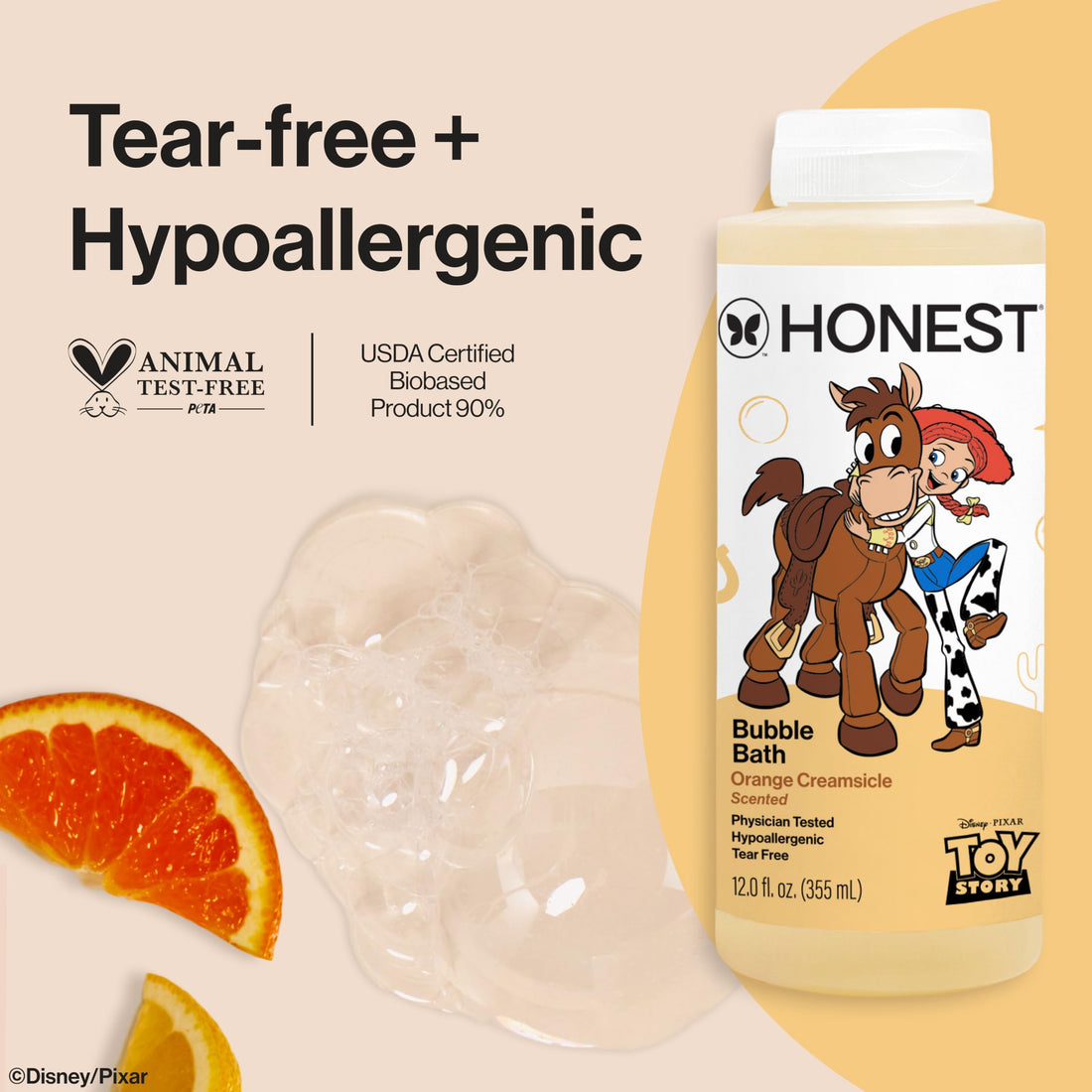 The Honest Company Foaming Bubble Bath & Baby Wash, Tear-Free, Hypoallergenic, Natural Formula, Lavender Calm Scent, 12 fl oz Halalzen