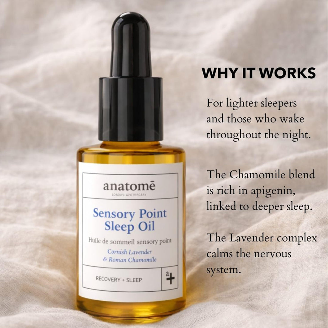 anatomē Sensory Point15ml | 100% Natural Essential Oils Blend to Help Quiet the Mind Before Bed | Ideal for Those Who Cannot Fall Asleep (Cornish Lavender)