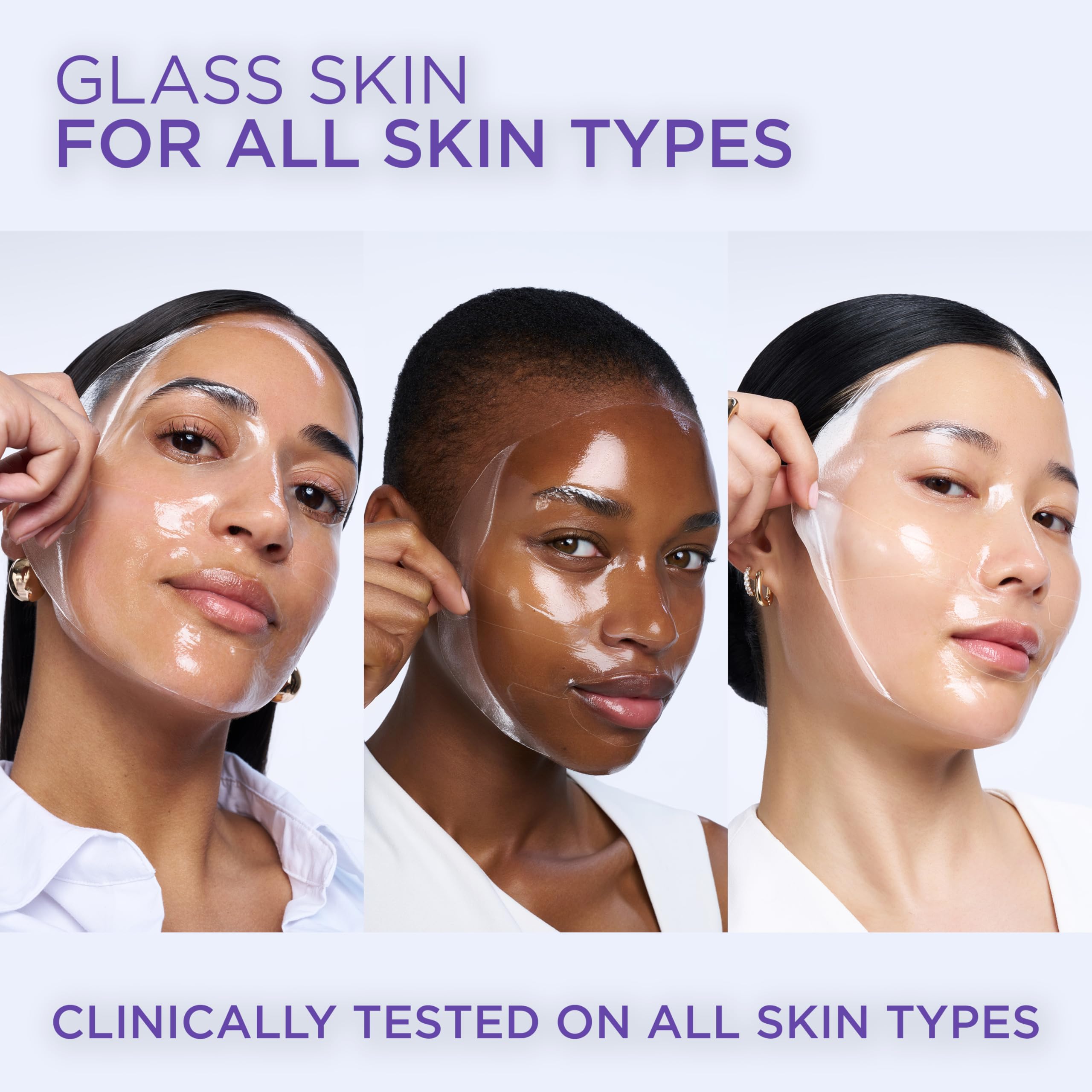 L'Oreal Paris Glass Skin Korean Face Mask 4 Pcs, Revitalift Filler Hydrogel Glow Mask, Korean Inspired Skincare, Visibly Transform Skin, Dewy, Plumped and Refreshed Look