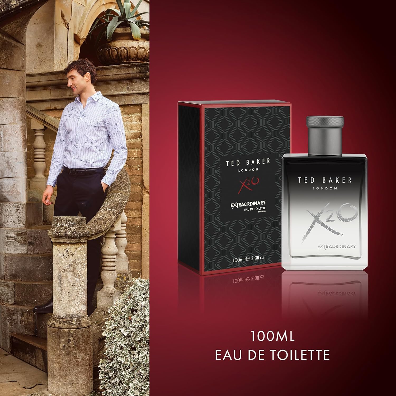 Ted Baker X20 Extraordinary Men’s Eau de Toilette, Oriental Spicy Fragrance with Tangerine, Cardamom, Lavender, Amber Long Lasting Masculine Scent For Him 100ml