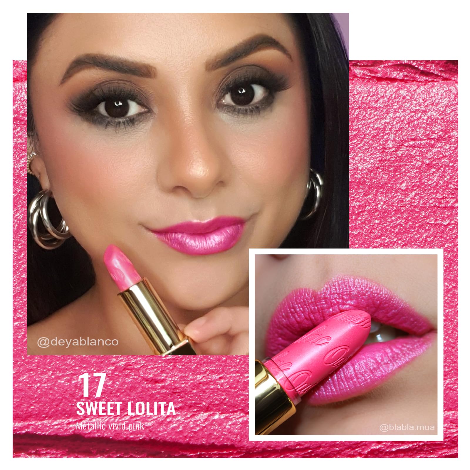 OULAC Metallic Shine Glitter Lipstick, Pink High Impact Lipcolor, Lightweight Soft and Ultra Hydrating, Long Lasting, Vegan & Cruelty-Free, Full-Coverage Lip Color 4.3 g/0.15 HIP & HIPPIE(11) Halalzen