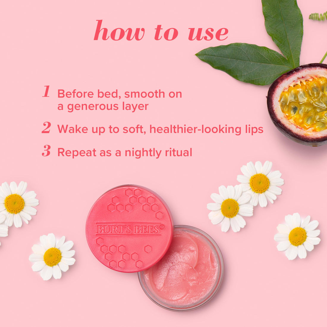 Burt's Bees Overnight Lip Sleeping Mask, 0.25 oz - Moisturizing, Hydrating, Exfoliating, Reduces Fine Lines, Ceramide Infused, Passionfruit Scent Halalzen