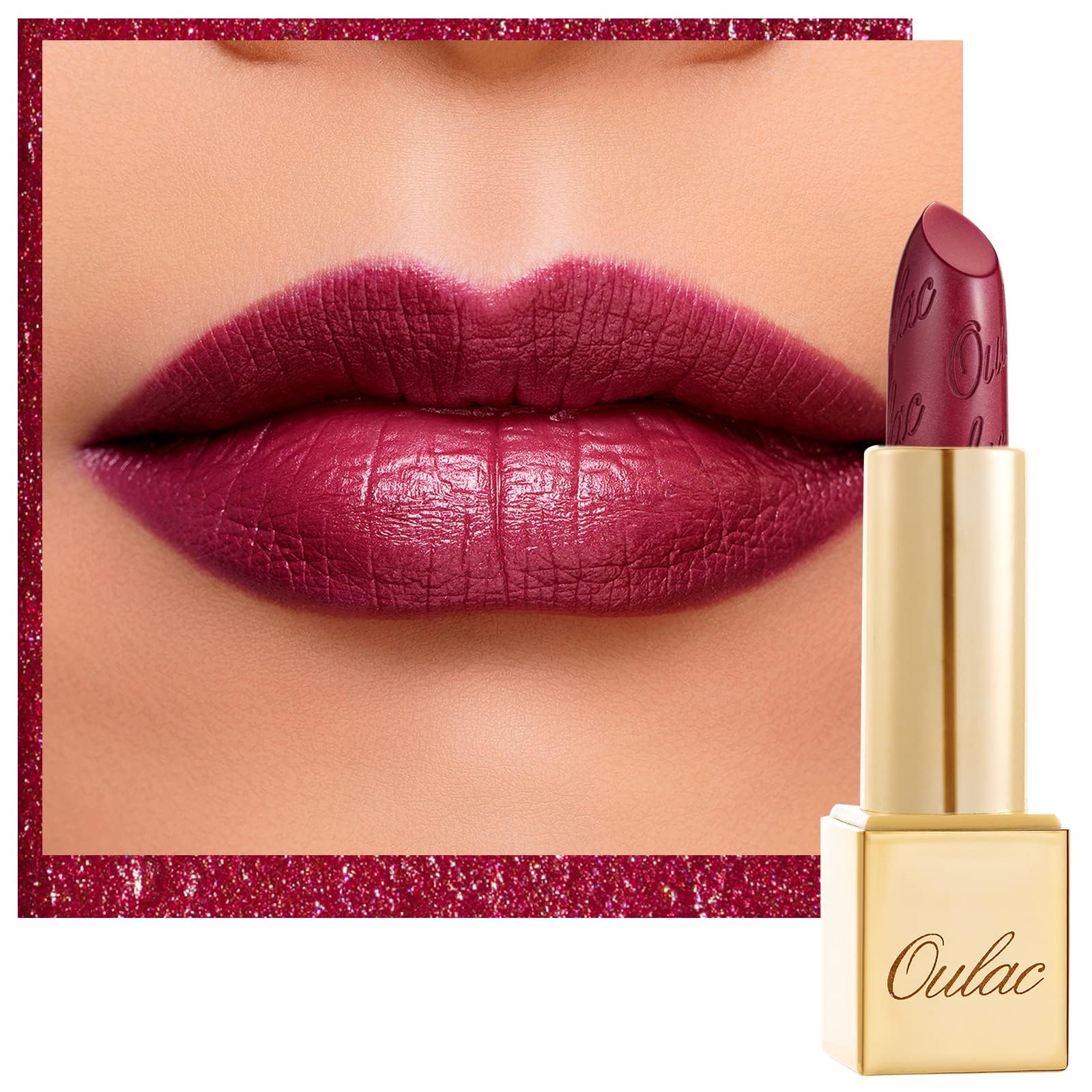 OULAC Metallic Shine Glitter Lipstick, Pink High Impact Lipcolor, Lightweight Soft and Ultra Hydrating, Long Lasting, Vegan & Cruelty-Free, Full-Coverage Lip Color 4.3 g/0.15 HIP & HIPPIE(11) Halalzen