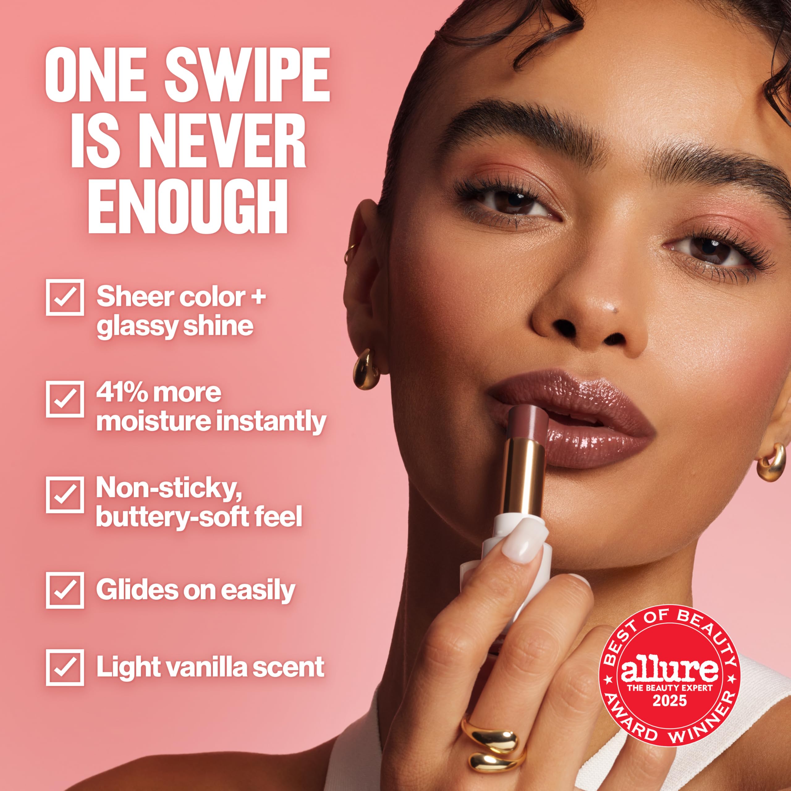 REVLON Super Lustrous Glass Shine Balm, Hydrating Tinted Lip Balm with Hyaluronic Acid, Aloe & Rose Quartz, 008 Rum Raisin, 0.11 oz