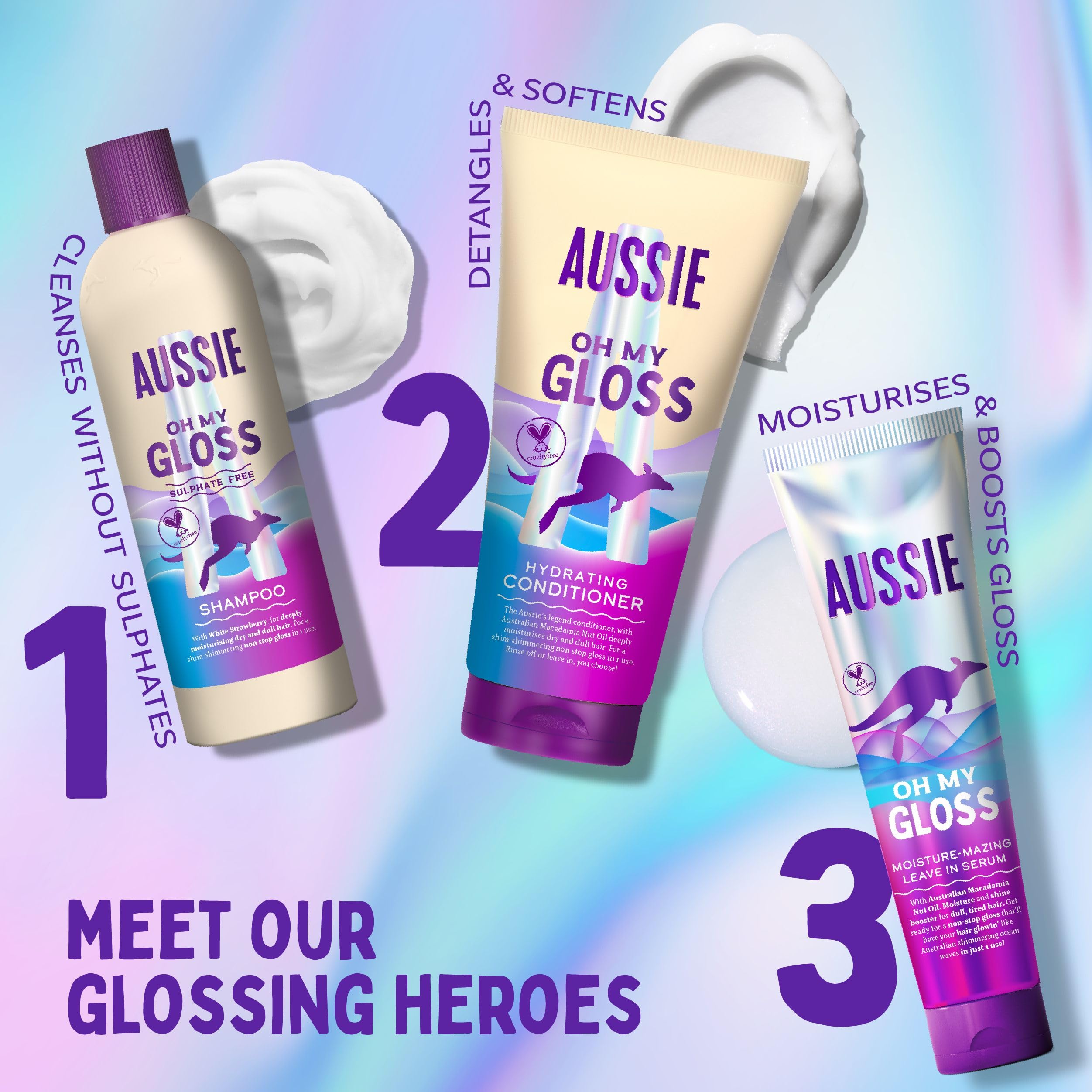 Aussie Oh My Gloss Moisture-Mazing Leave-In Treatment Lightweight Serum 160ml, Moisture & Shine Booster for Dull Hair. With Jojoba, Safflower & Australian Macadamia Nut Oils. Vegan & Cruelty-Free