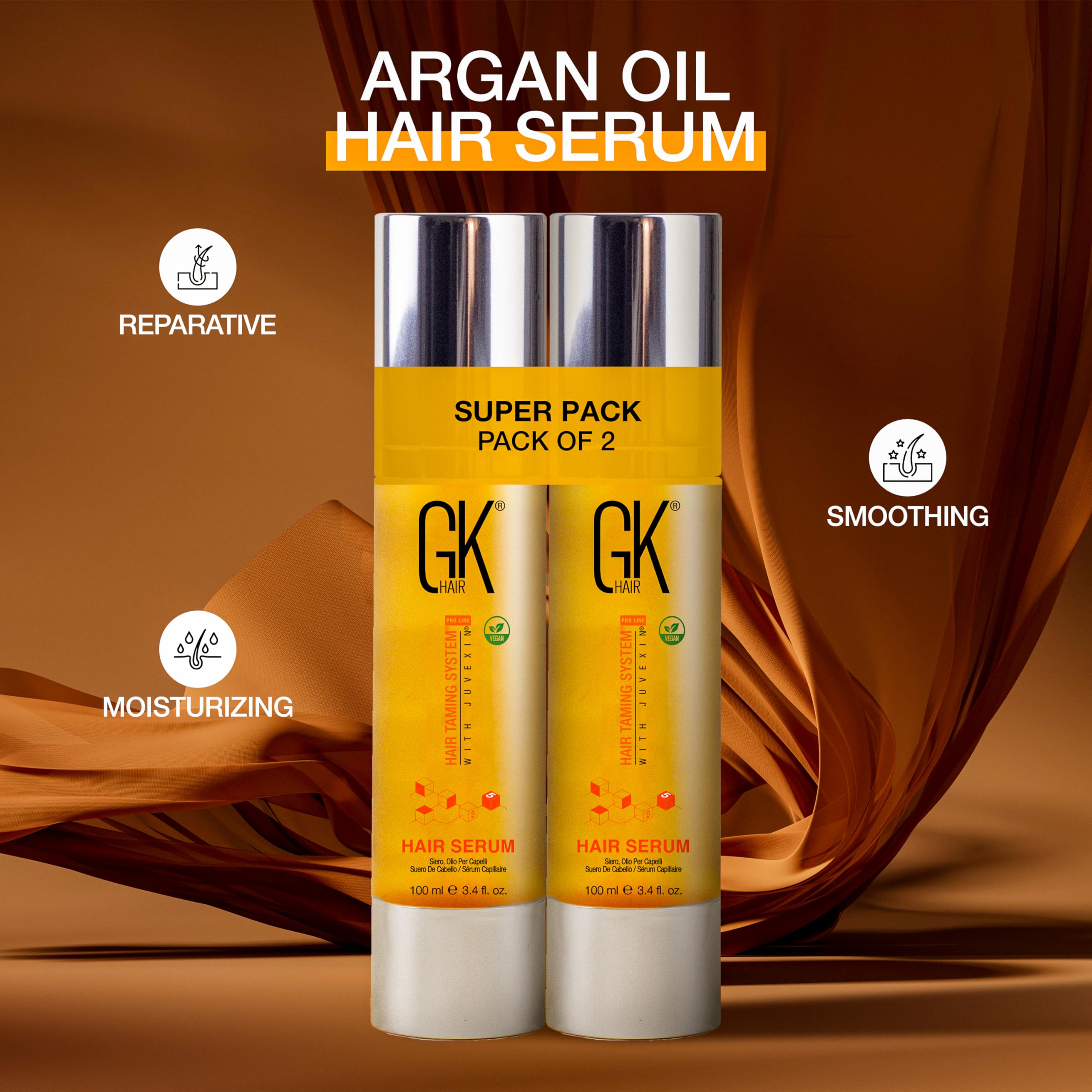 Hair Oil Keratin Treatment Serum By GK HAIR - Argan Oil Lightweight Formula For Frizz Control Heat Protection Add Shine Repair Dry Damaged Hydrating Sulfate Free All Hair Types Men Women - 50ml