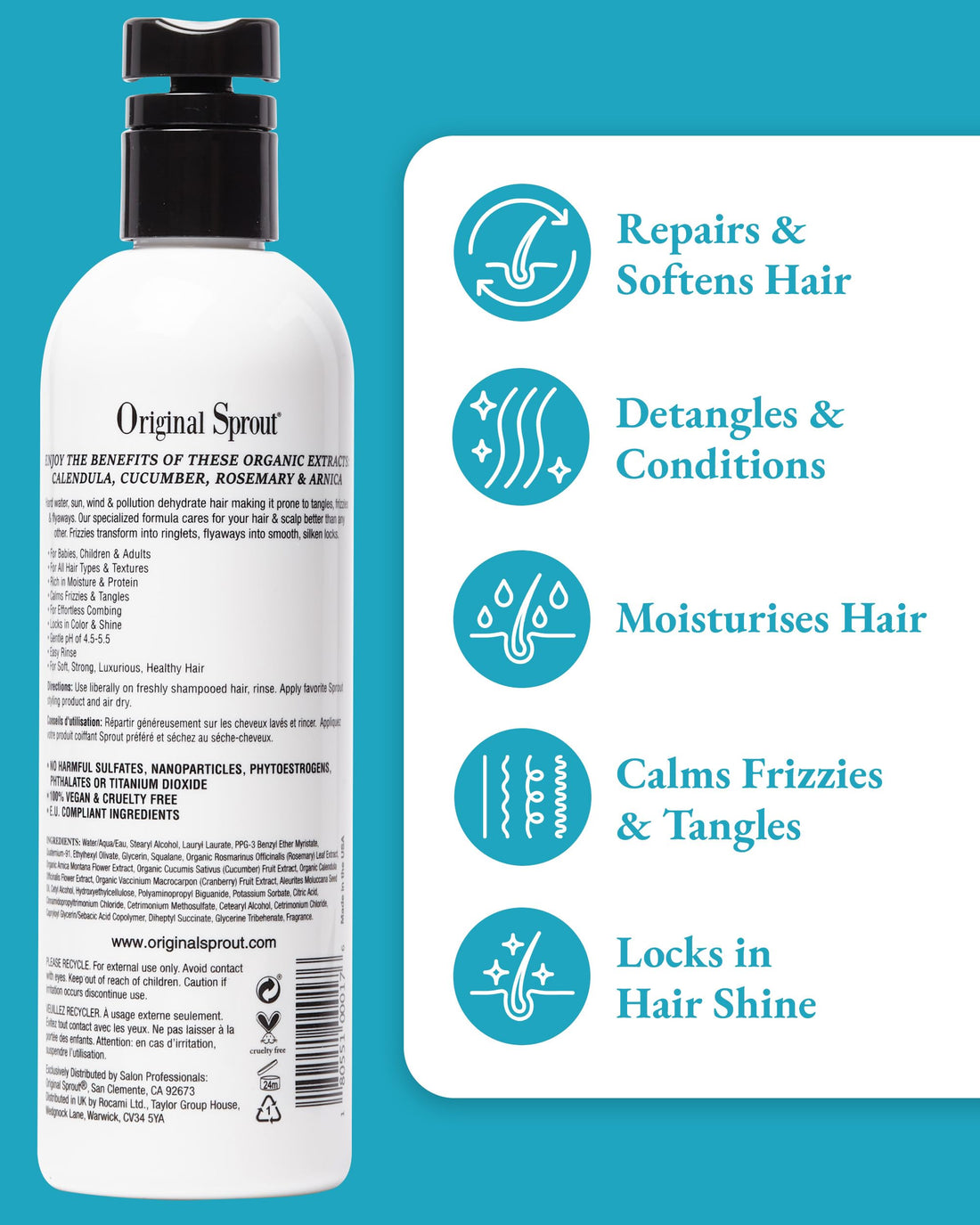 Kids Conditioner - Original Sprout Deep Conditioner for Babies & Up - Hair Conditioner for Women & Men - Hydrating Conditioner Infused with Hawaiian Kukui Seed Oil, Rosemary & Calendula - 354ml