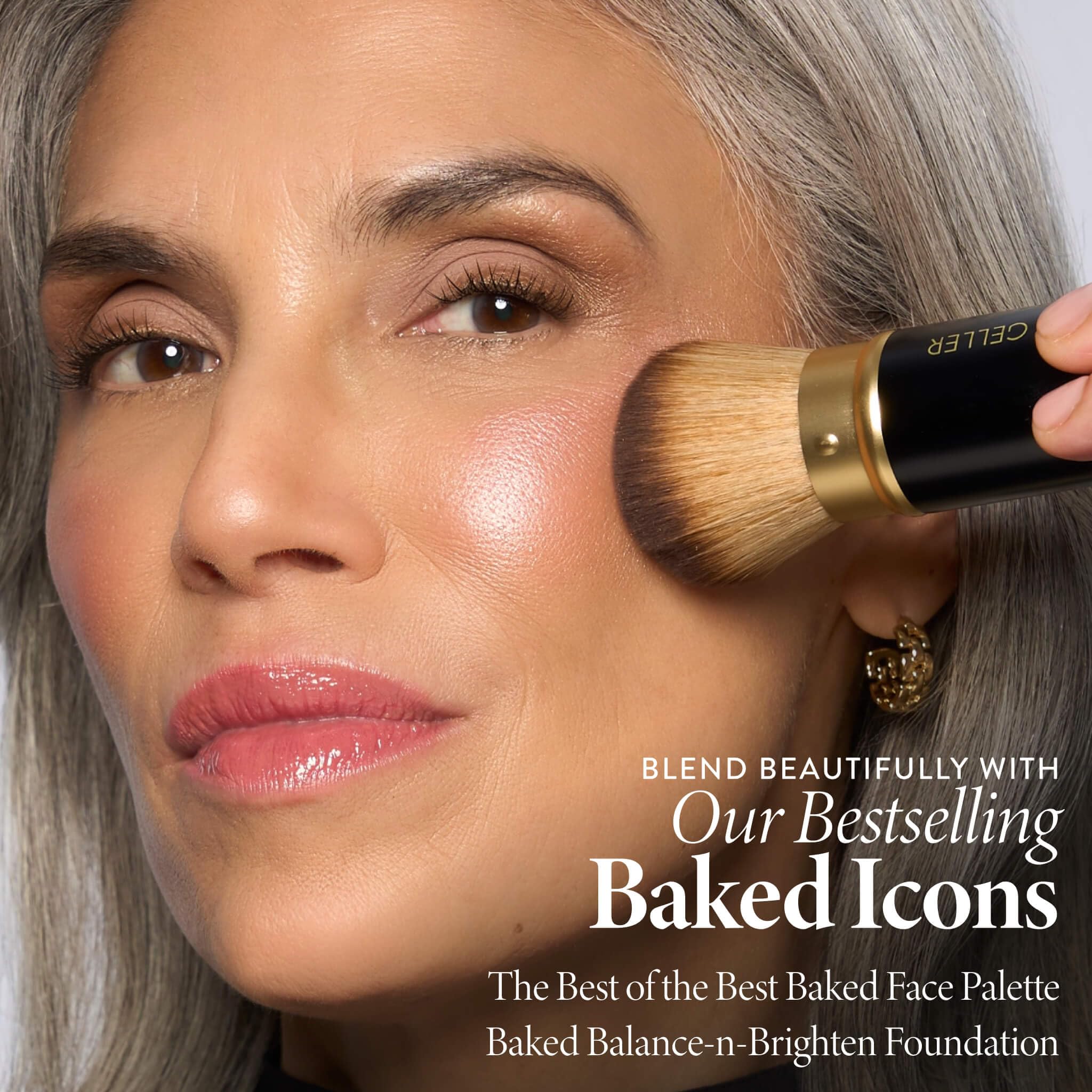 LAURA GELLER NEW YORK Retractable Black Kabuki Brush for Liquid, Cream and Powder Face Makeup With Aluminum Handle Halalzen