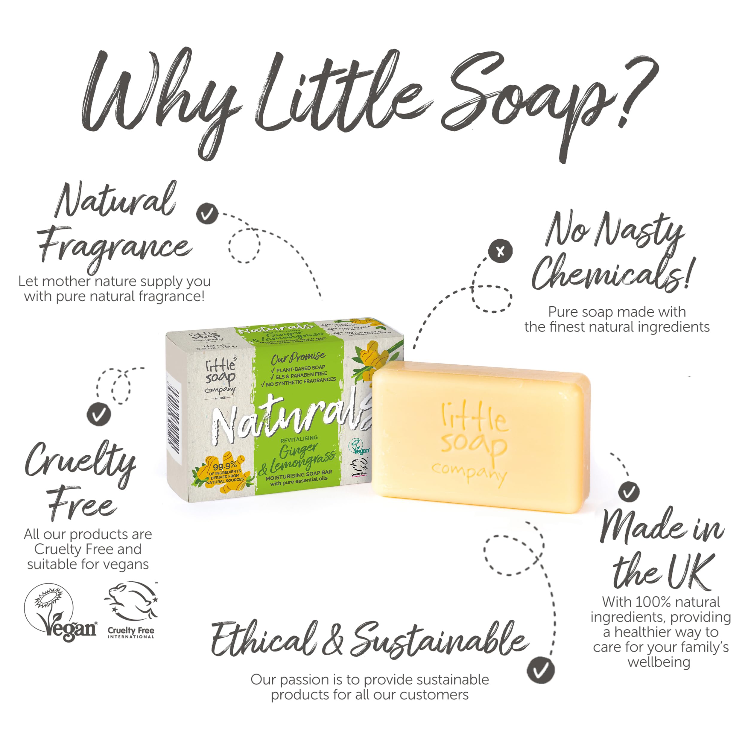Little Soap Company Natural Range - Citrus & Lavender Soap Bar 100g | Vegan, Cruelty Free & Eco Friendly Body, Face & Hand Soap | Free from SLS & Parabens | Antibacterial with Cleansing Essential Oils Halalzen