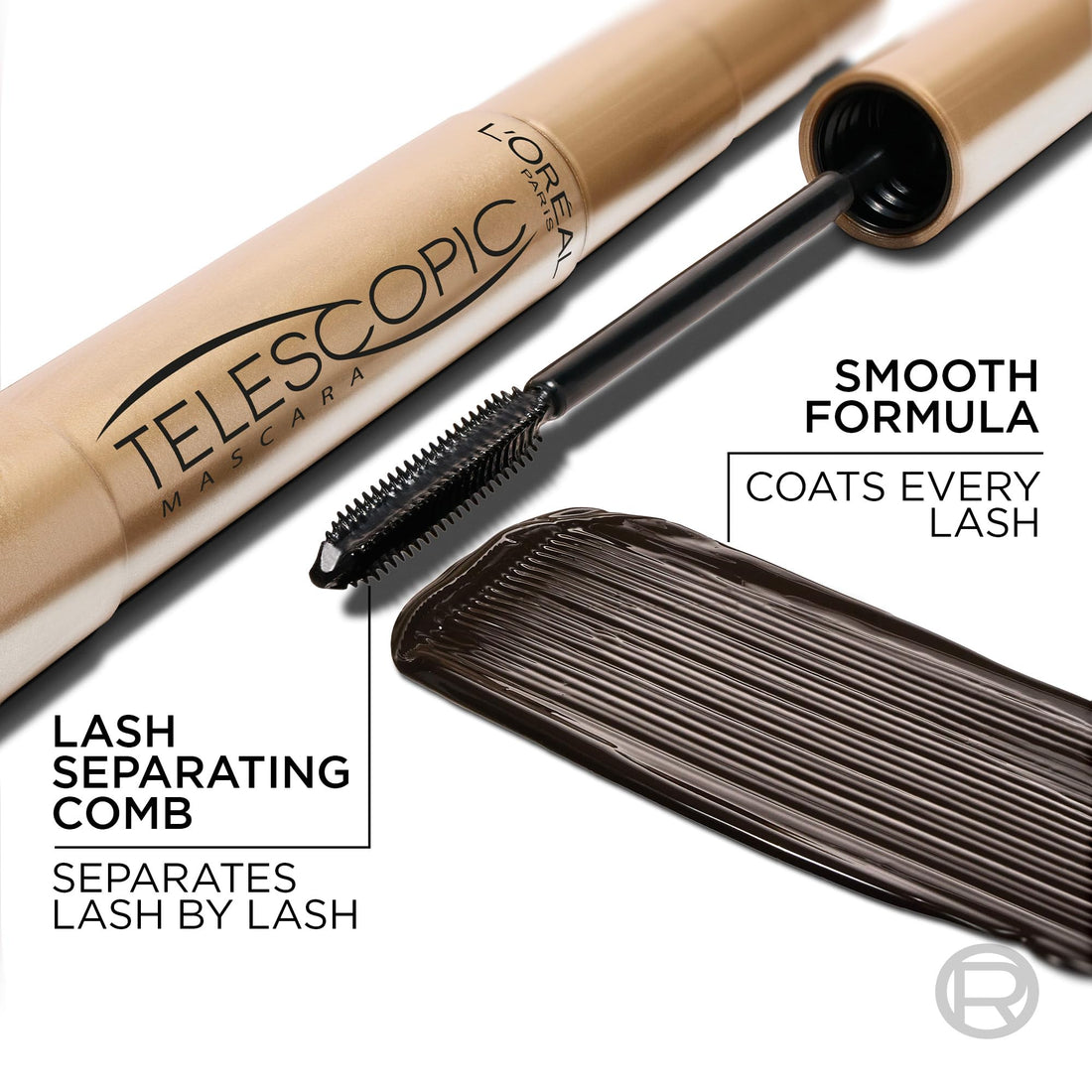 L'Oréal Paris Mascara, Telescopic Original Mascara to Achieve Dramatic Length & Definition, Up to +71% Lengthening Effect, Smudge-Resistant and Long-Wearing Formula for Up to 36H Wear, 8ml Halalzen