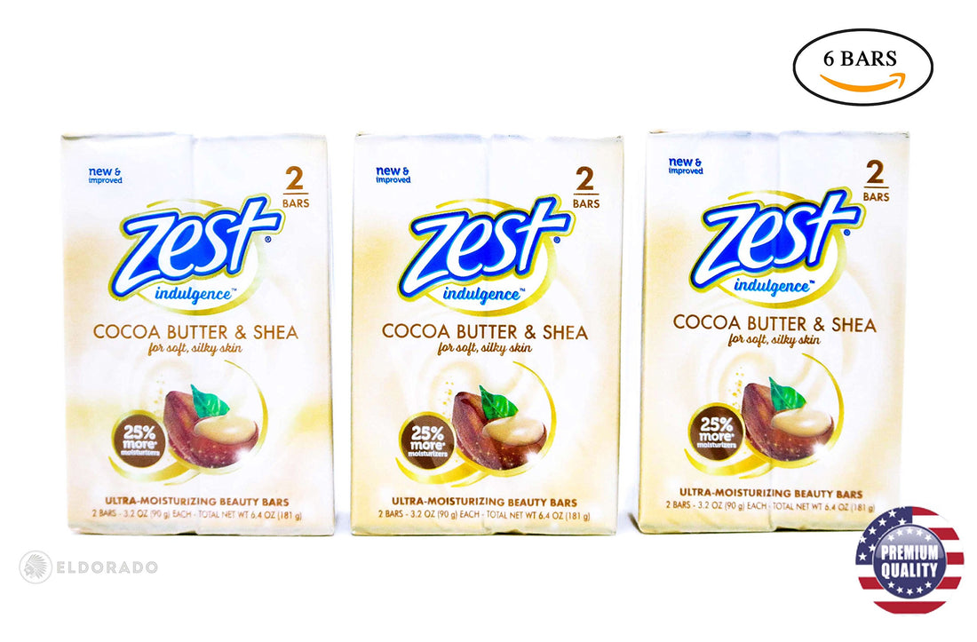 Zest Bar Soap - 8 Bars - Enriched With Cocoa Butter And Shea for Ultra Moisturizing Cleansing - Leaves Your Body Feeling Silky Smooth And Deeply Moisturized