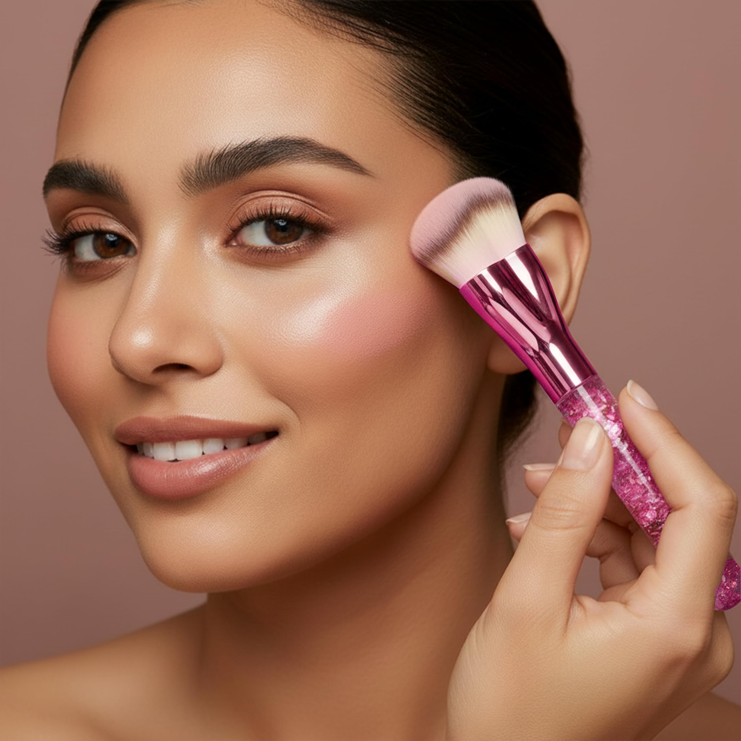LAMORA Concealer Makeup Brush Under Eye - Angled Flat Top Kabuki Nose Contour Brush - Ideal for Concealing Blending Setting Buffing with Powder Liquid Cream Cosmetic - Small Makeup Foundation Brush Halalzen