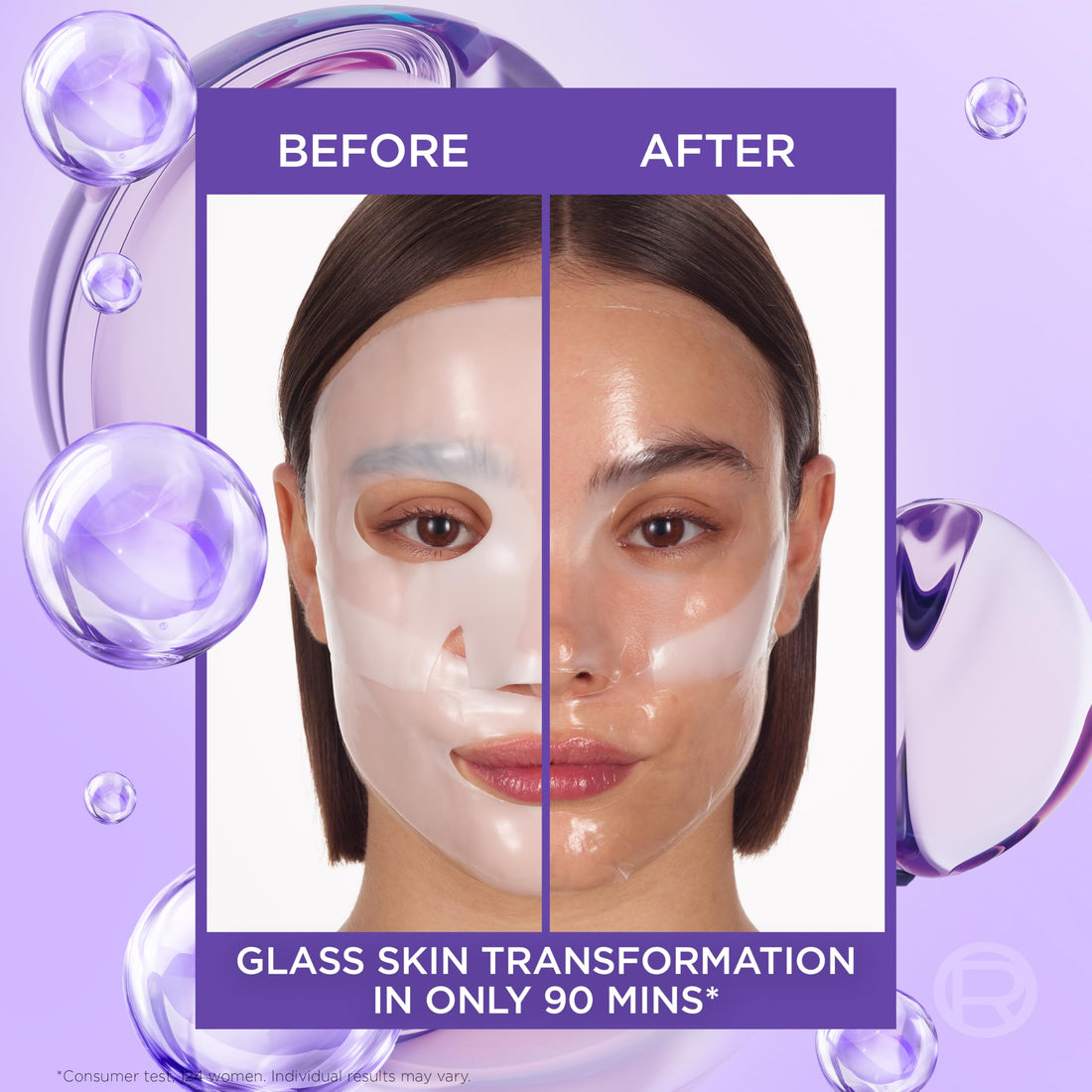 L'Oreal Paris Glass Skin Korean Face Mask 4 Pcs, Revitalift Filler Hydrogel Glow Mask, Korean Inspired Skincare, Visibly Transform Skin, Dewy, Plumped and Refreshed Look