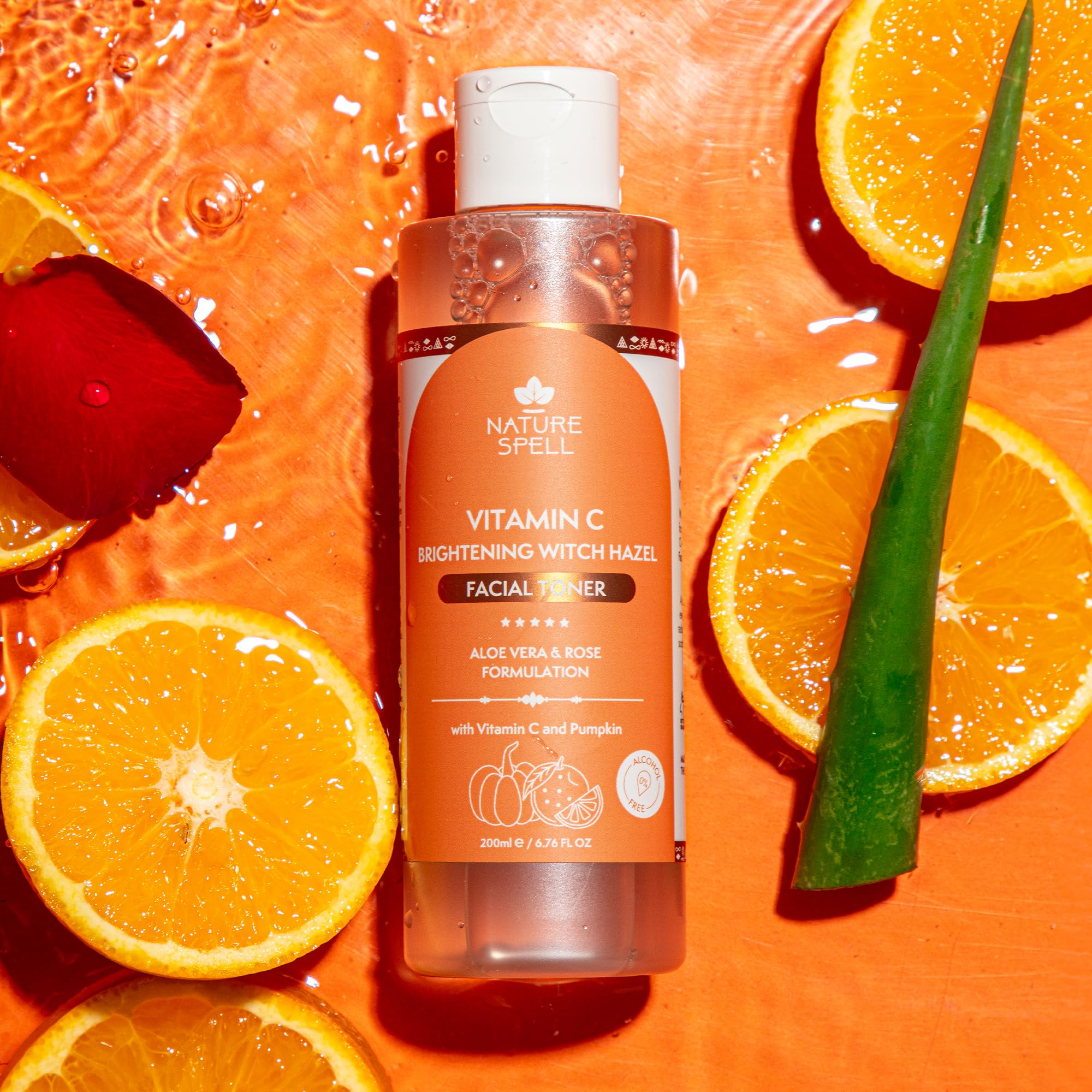 Nature Spell Rose Water Facial Toner, Hydrates & Restores Skin pH Balance, Suitable for All Skin Types, Vegan, 200ml