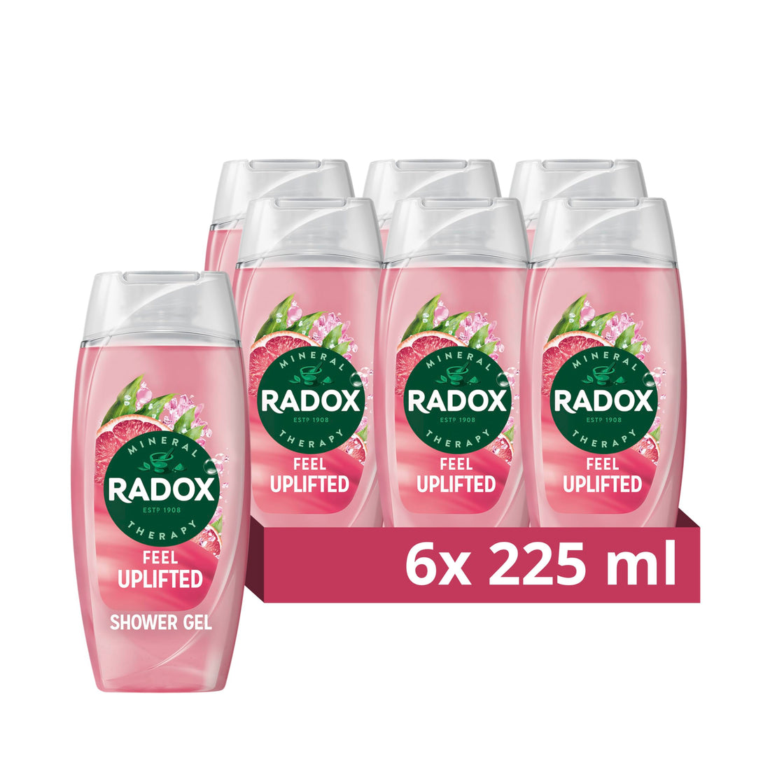 Radox Mineral Therapy Feel Uplifted Shower Gel body wash uniquely blended with minerals, herbs and a grapefruit & ginger scent for a mood-boosting experience 225 ml