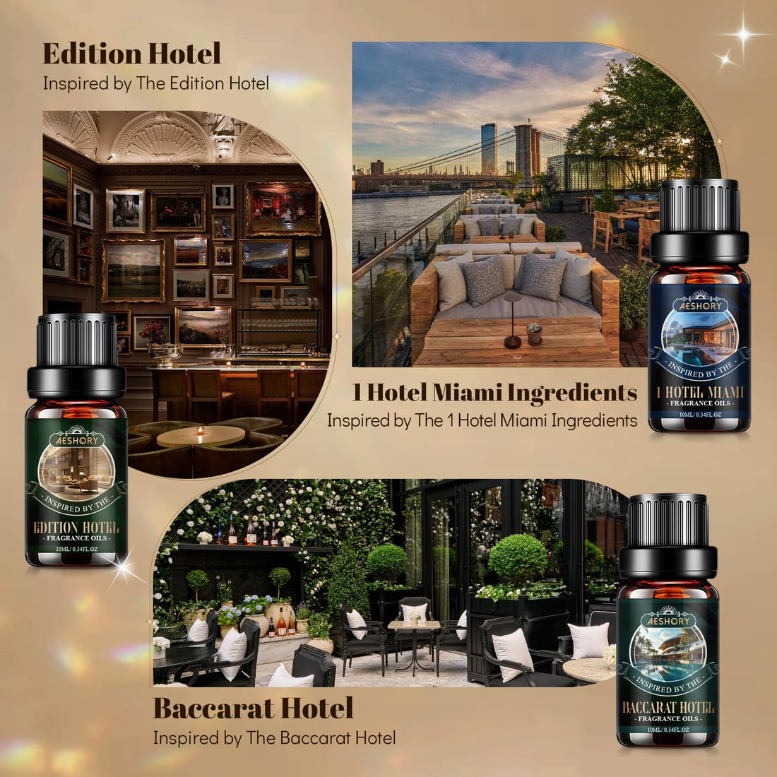 AESHORY 6 x 10ml Hotel Essential Oils Set, Premium Luxury Aroma Oil Scented Oil for Diffuser for Home, Humidifier, Candle Making, Air Freshening