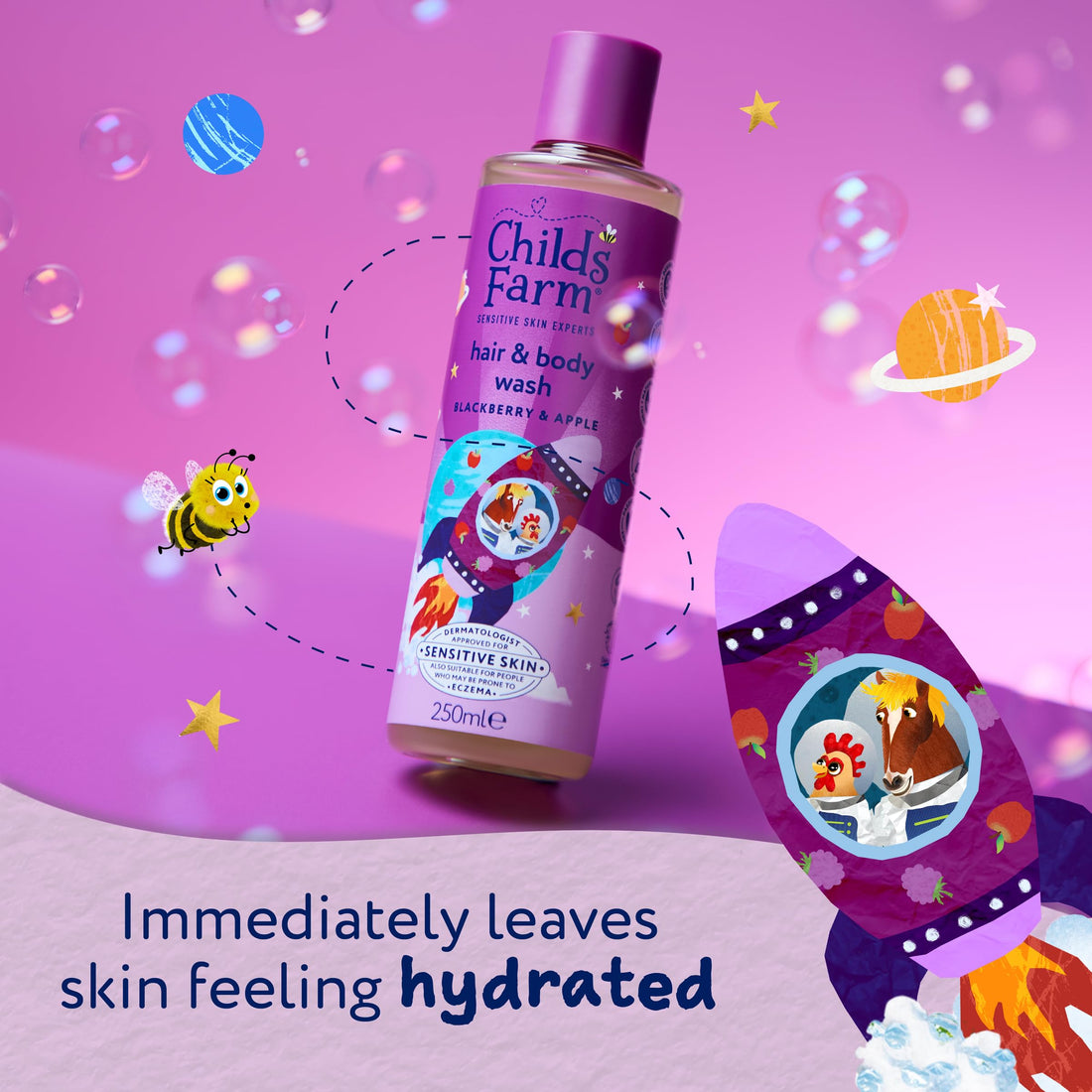 Childs Farm Kids 3 in 1 Swim, Strawberry & Mint - Body Wash, Shampoo & Conditioner | Tear-free | Suitable for Dry, Sensitive Skin, 250ml