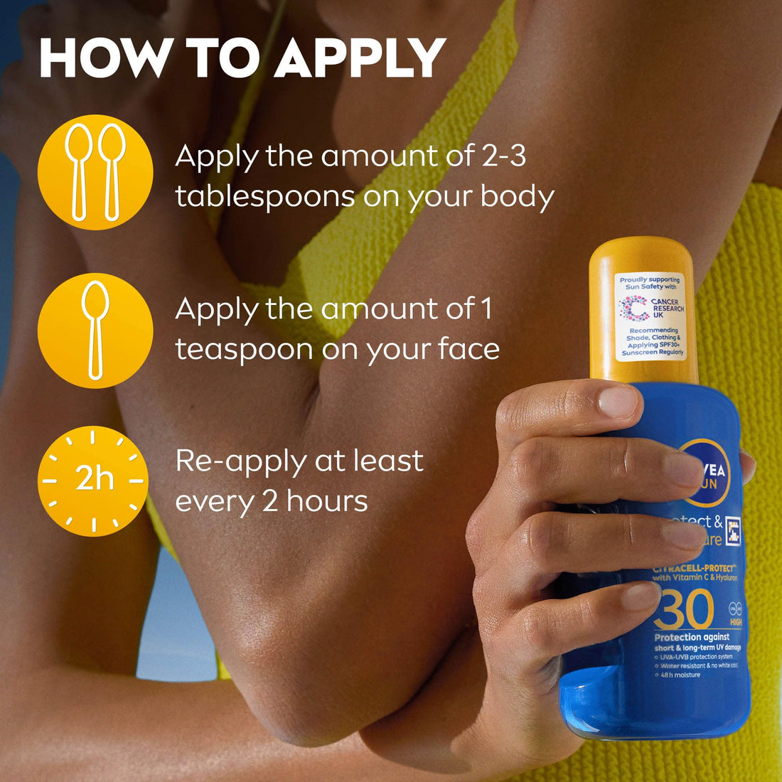 NIVEA SUN Protect & Moisture Sun Spray SPF 50+ (200ml), Moisturising Suncream Spray with Vitamin C and Hyaluron, Immediate UVA/UVB Protection, Fast-Absorbing No White Cast Formula