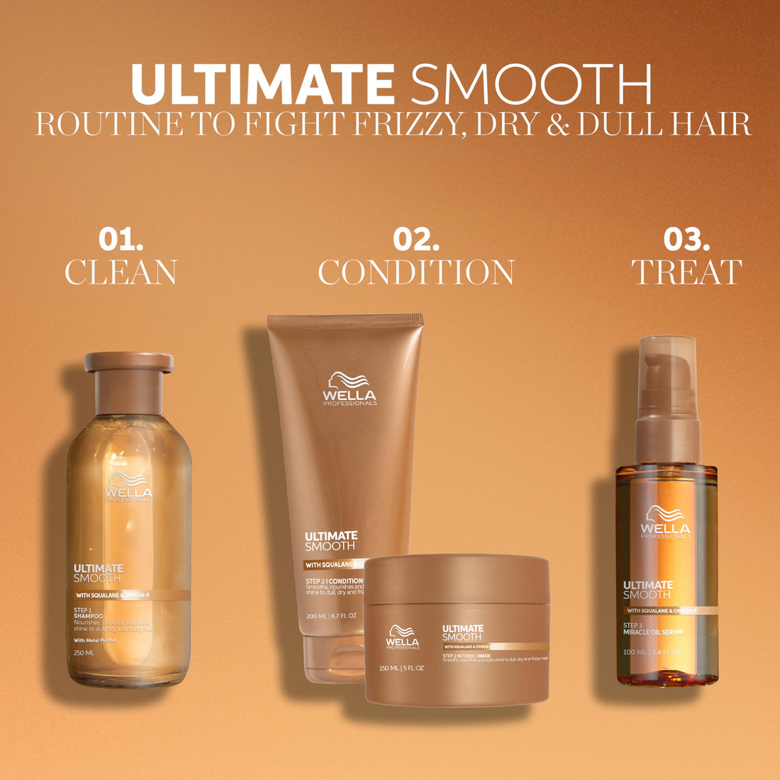 Wella Professionals Ultimate Smooth Miracle Oil Serum - Hair Oil With Squalane & Omega 9 - For Dry, Dull & Frizzy Hair (