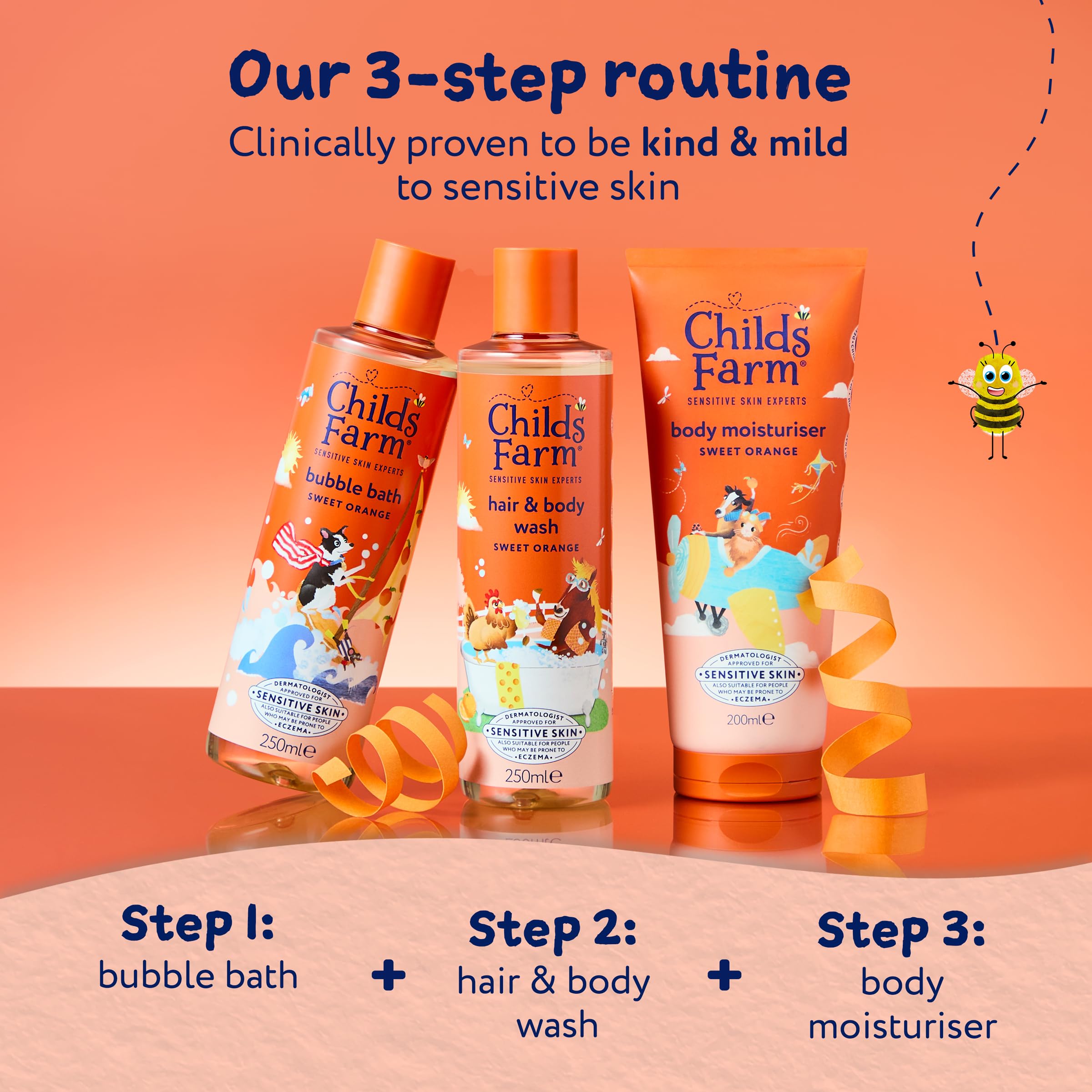 Childs Farm Kids 3 in 1 Swim, Strawberry & Mint - Body Wash, Shampoo & Conditioner | Tear-free | Suitable for Dry, Sensitive Skin, 250ml