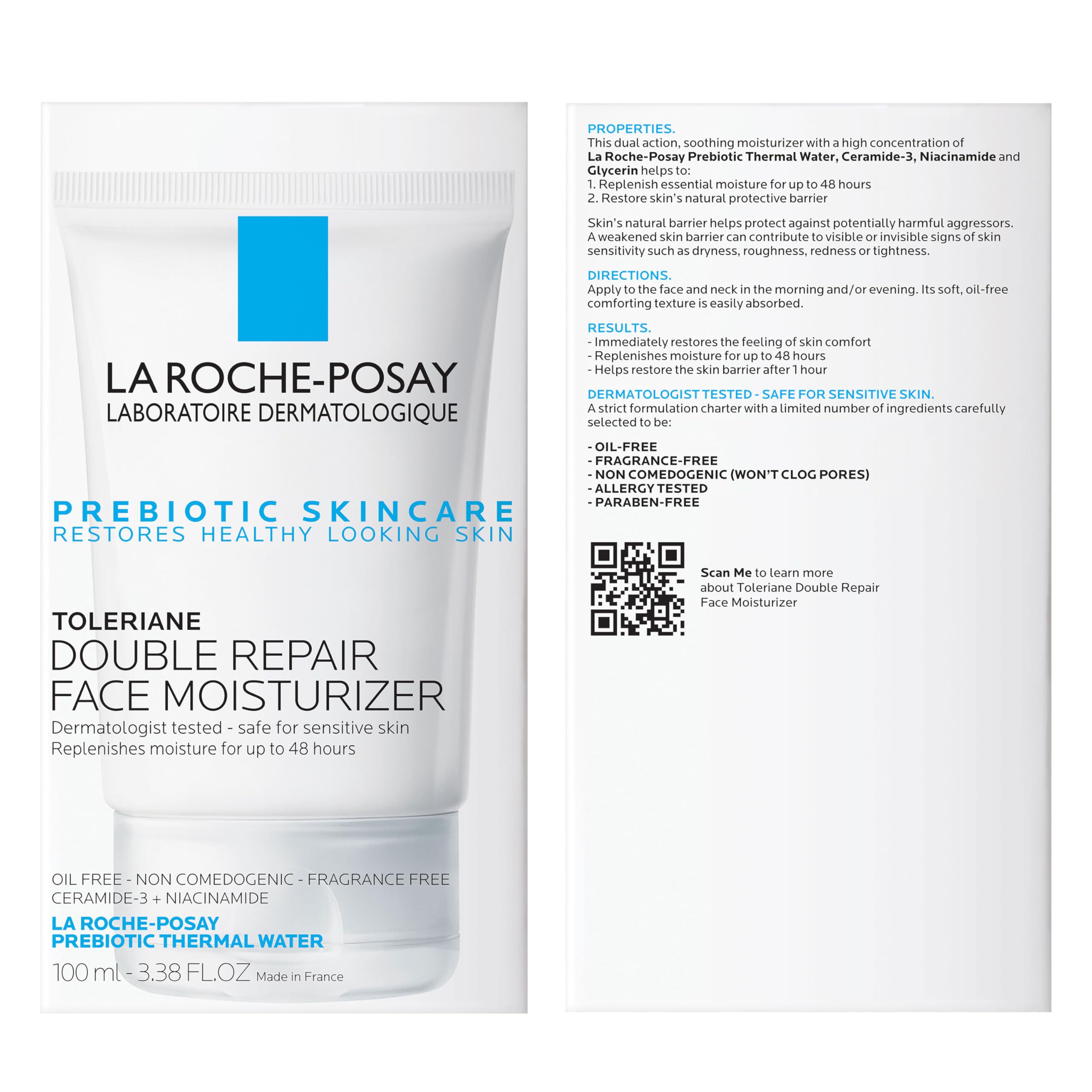 La Roche-Posay Toleriane Double Repair Face Moisturizer, Daily Moisturizer Face Cream with Ceramide & Niacinamide for All Skin Types, Immediate Comfort & Long Lasting Hydration, Fragrance Free Halalzen