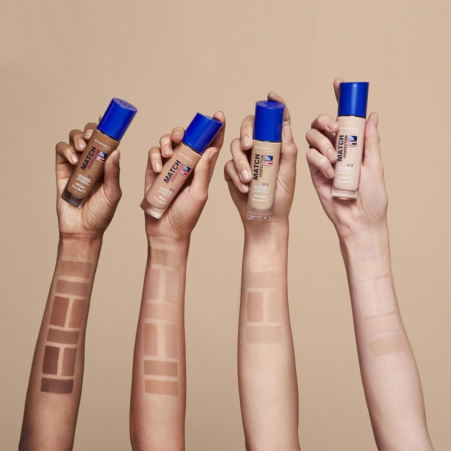 Rimmel Match Perfection Foundation 201 Classic Beige, Medium Coverage, 24hr Hydration, No Caking or Creasing, Lightweight, Reduces Imperfections, Invisible Coverage, SPF20, Cruelty Free Halalzen