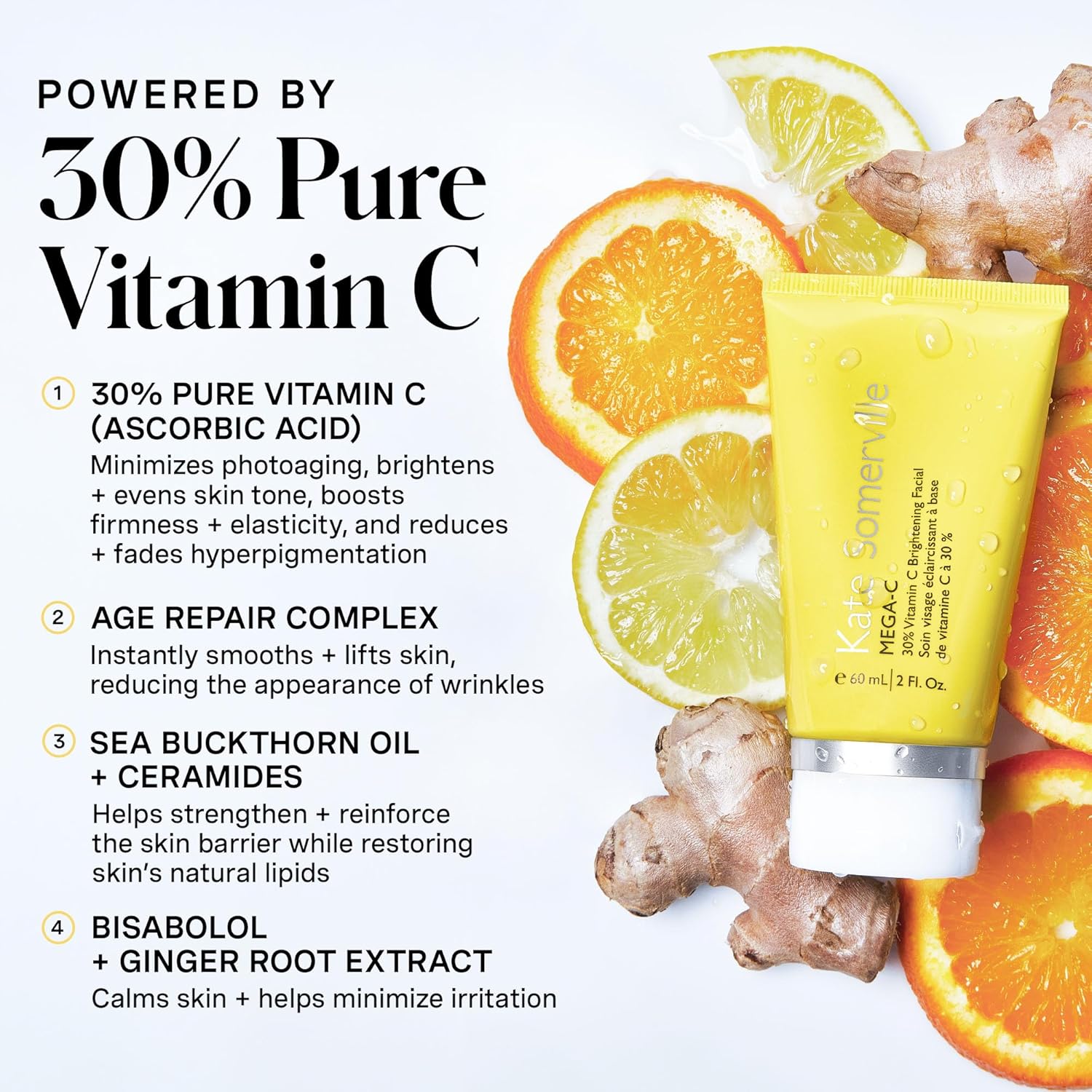 Kate Somerville Mega-C 30% Vitamin C Brightening Facial Mask – Clinic-Grade Treatment to Brighten, Even Skin Tone & Firm, 2 Fl Oz Halalzen