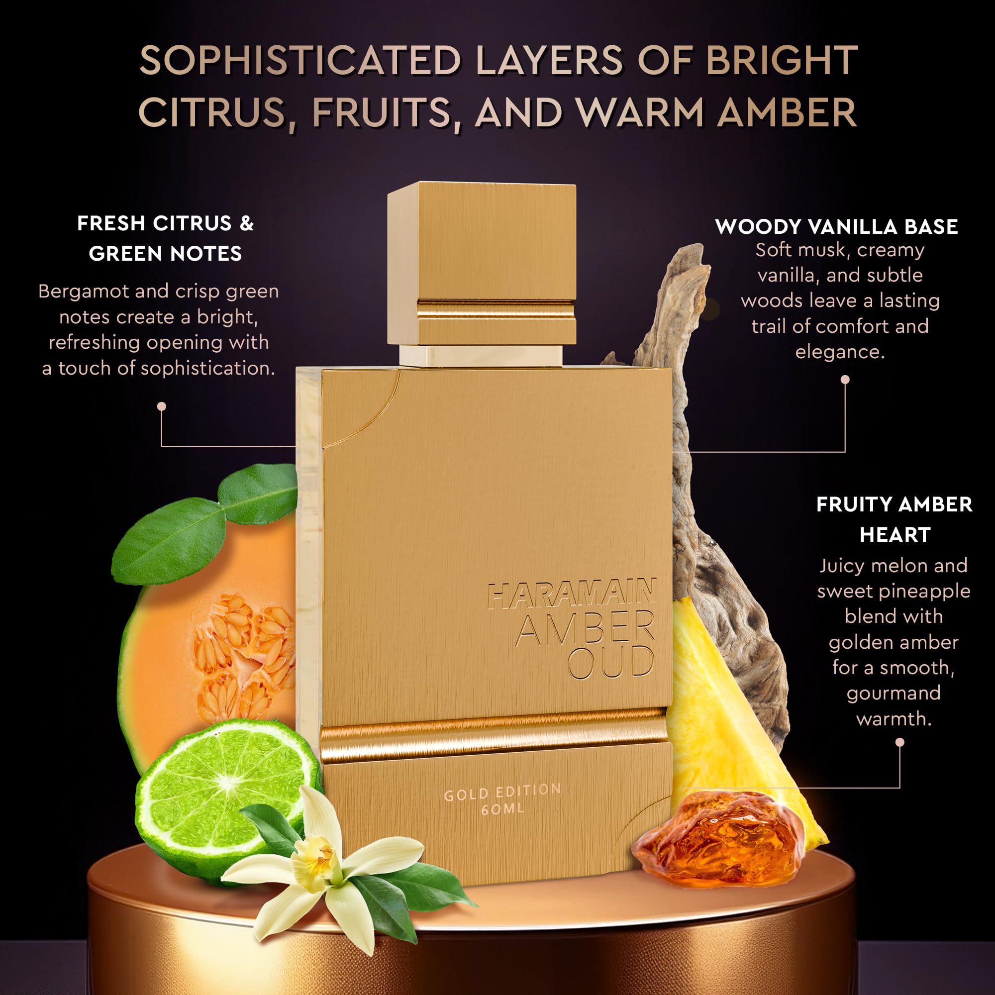 Al Haramain Amber Oud Gold Edition - Arabian Perfume for Women and Men Unisex - Long Lasting Amber - 2 oz