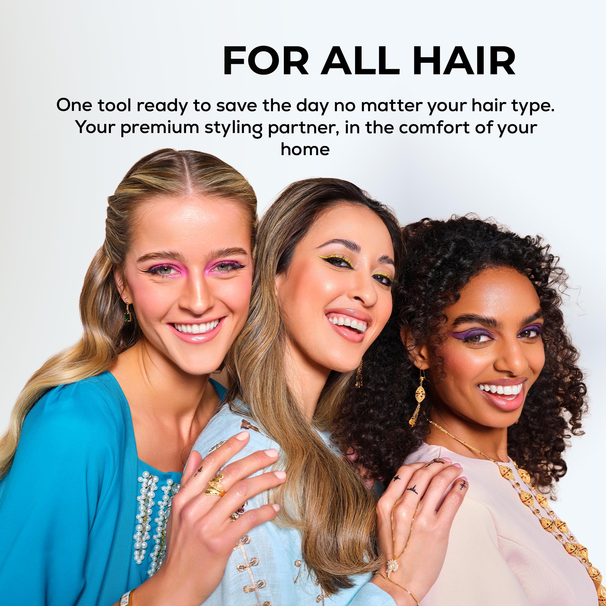 Clara 6-in-1 Gold Multi Styler with Auto-Wrap Curlers, Hair Dryer, & Brush (Round & Oval) for All Hair Types – 1500W Ionic Styling Tool for Frizz-Free Waves & Salon Blowouts Halalzen