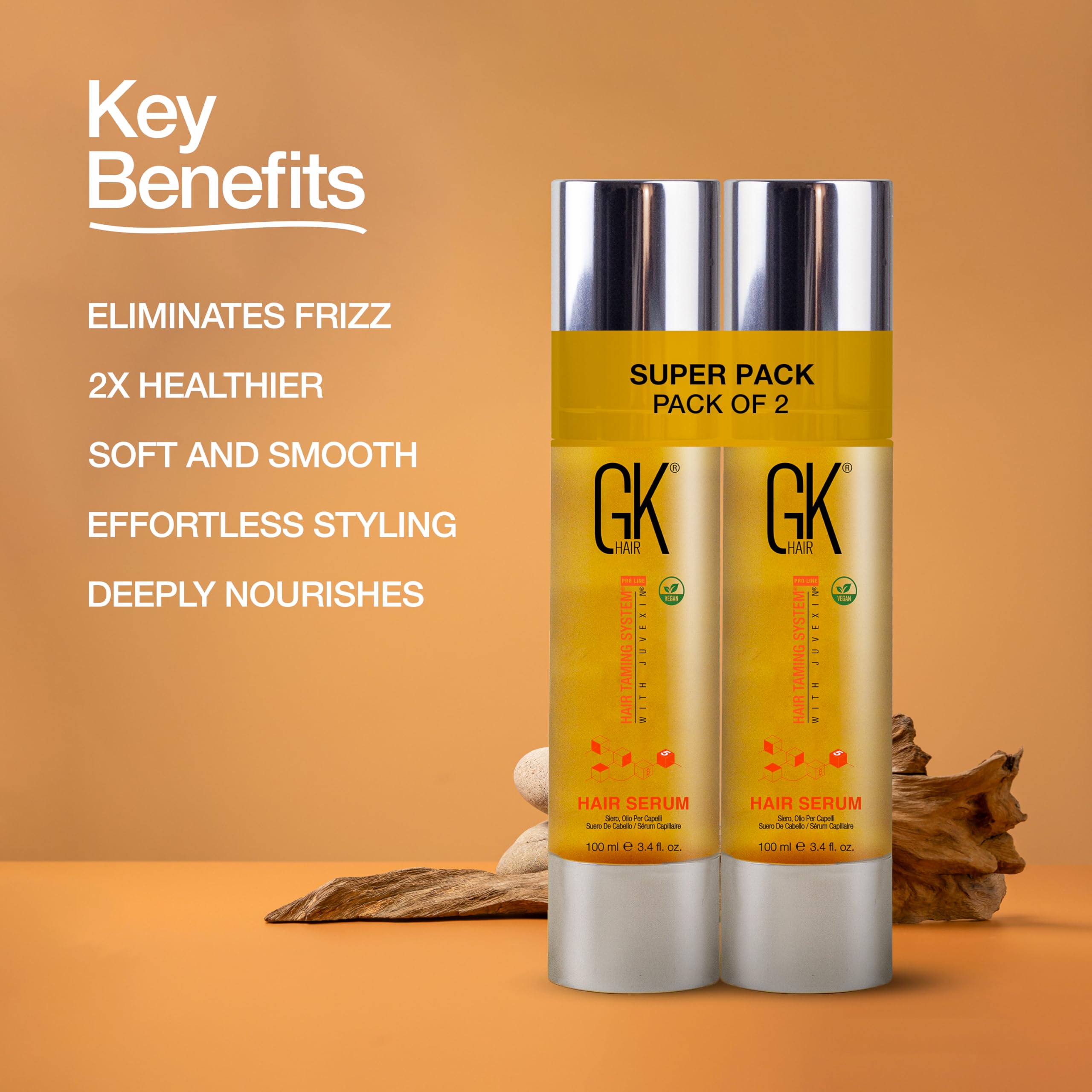 Hair Oil Keratin Treatment Serum By GK HAIR - Argan Oil Lightweight Formula For Frizz Control Heat Protection Add Shine Repair Dry Damaged Hydrating Sulfate Free All Hair Types Men Women - 50ml