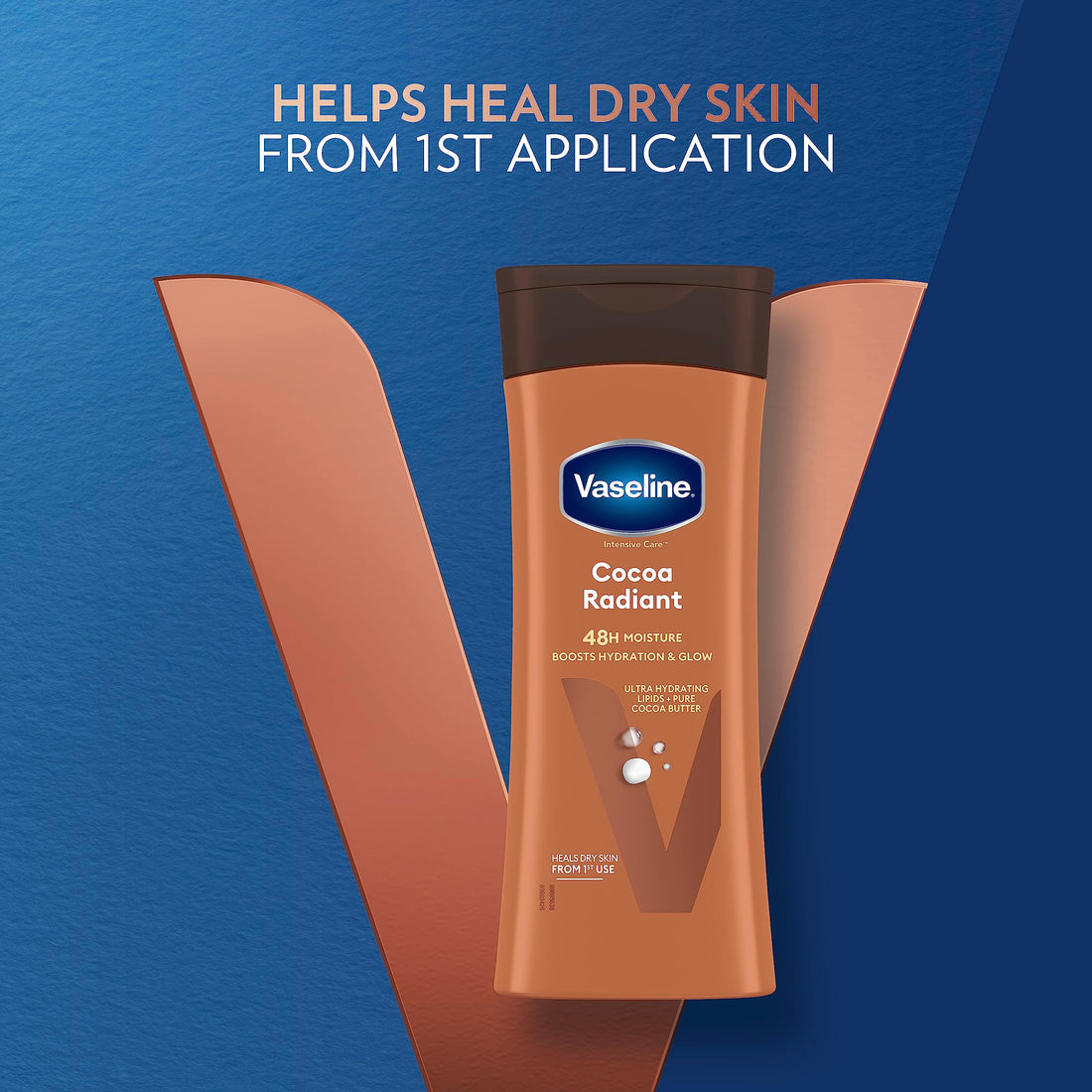 Vaseline Intensive Care Cocoa Radiant Body Lotion with ultra-hydrating lipids and pure cocoa butter for dry skin 200 ml