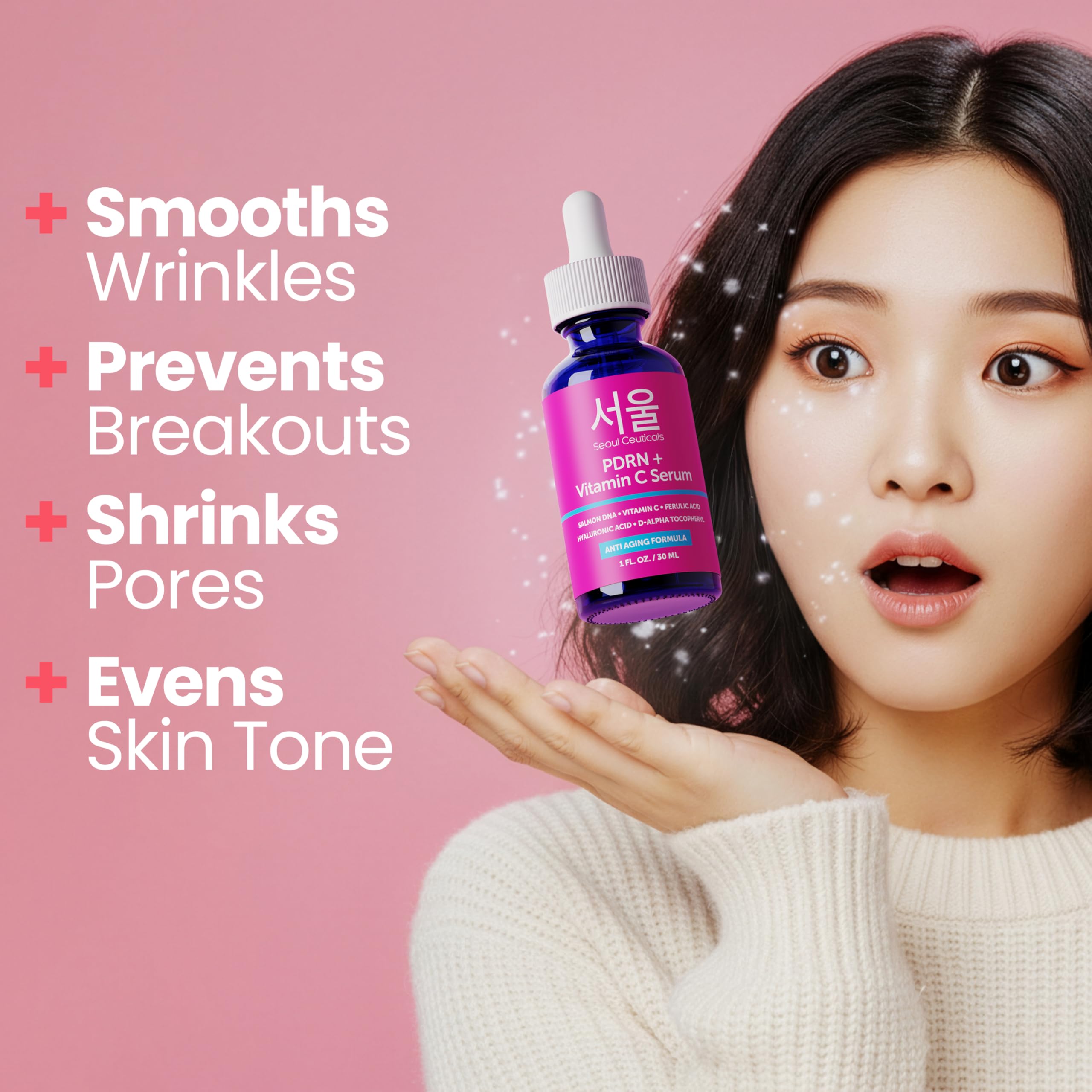 SeoulCeuticals Korean Skin Care 20% Vitamin C Hyaluronic Acid Serum + CE Ferulic Acid - Potent Anti Aging, Anti Wrinkle Korean Beauty 1oz Halalzen