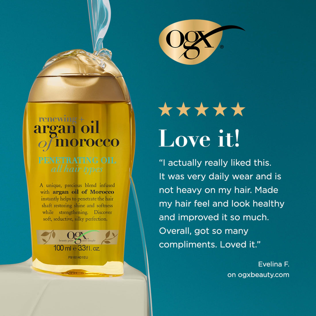 OGX Renewing + Argan Oil of Morocco Hair Oil, Extra Strength Penetrating Serum Treatment for Dry, Damaged, Frizzy, Curly & Coarse Hair, Cold-Pressed Argan Oil, Shine, 3.3 Fl Oz Halalzen