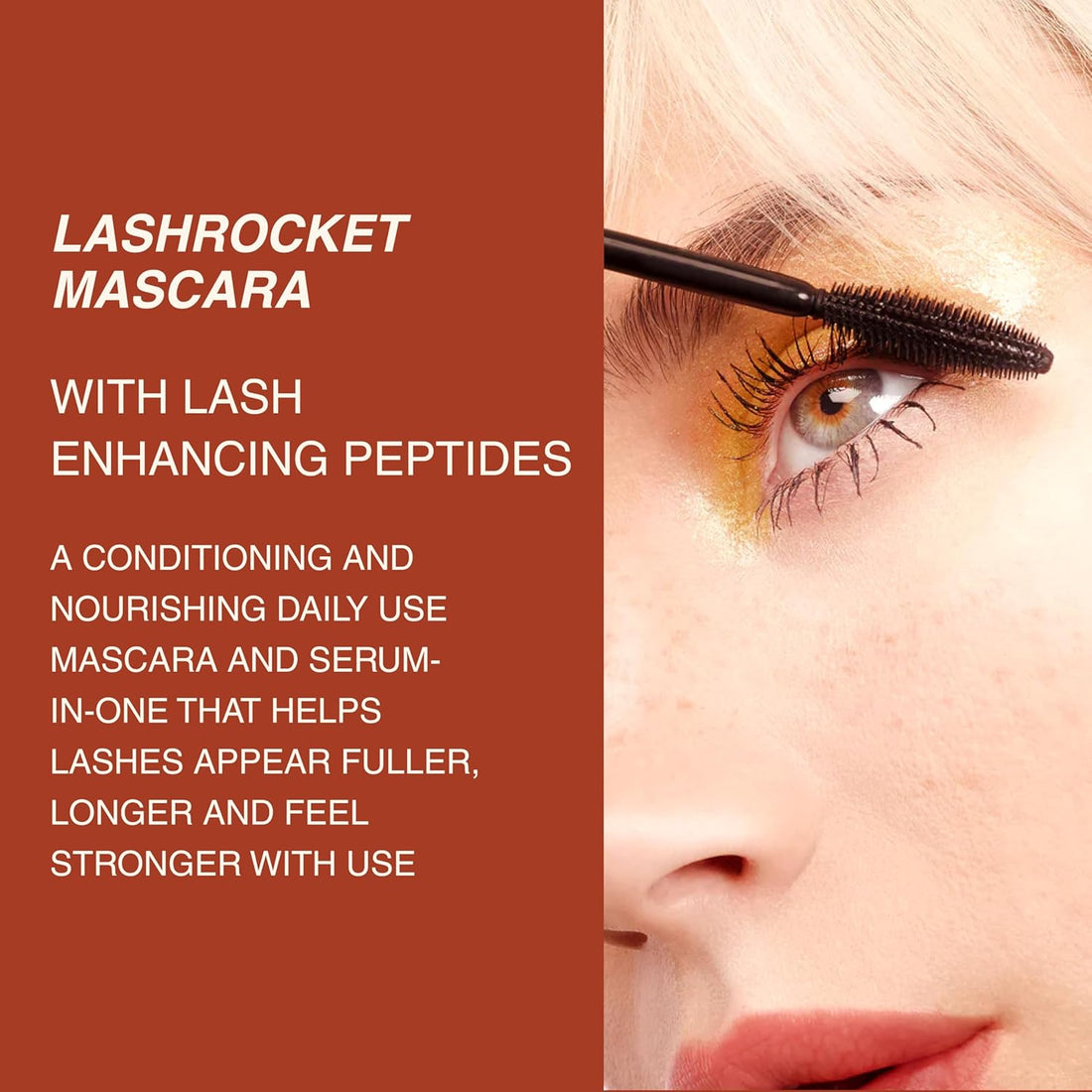 Freck Beauty LASHROCKET Mascara | Angereichert mit wimpernverstärkenden Peptiden, volumengebend, pflegend & nährend | Länger & stärker nach jeder Anwendung, wischfest, für alle Wimperntypen | Schwarz