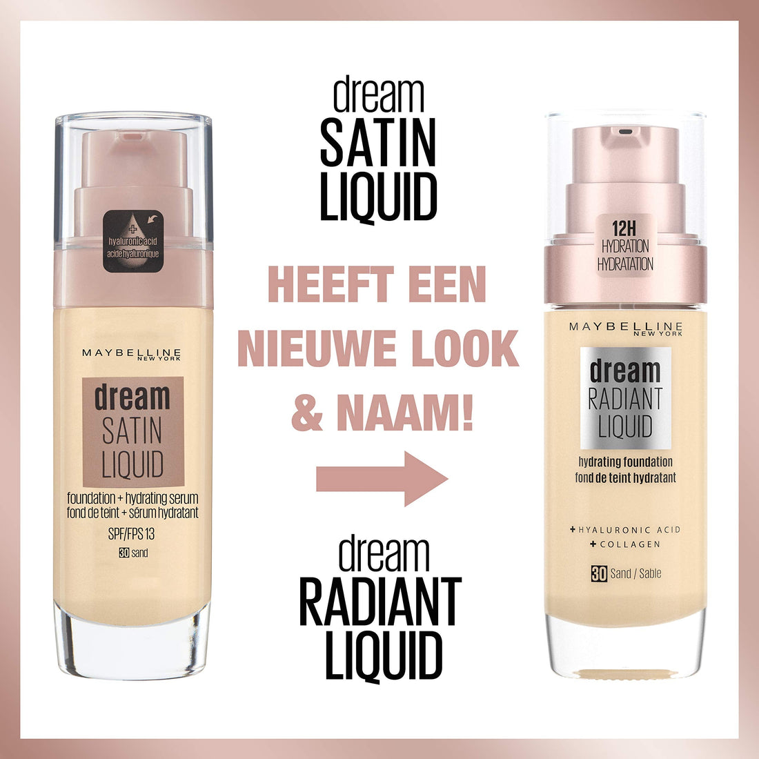 Maybelline Foundation, Dream Radiant Liquid Hydrating Foundation with Hyaluronic Acid and Collagen - Lightweight, Medium Coverage Up to 12 Hour Hydration, 30 Sand Halalzen