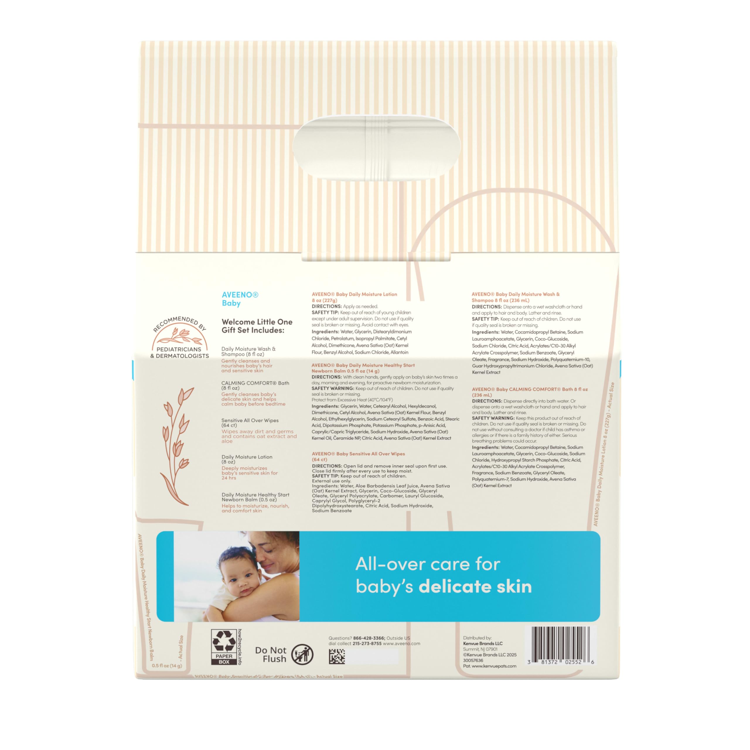 Aveeno Baby Welcome Little One Gift Set, Skincare Set with Nourishing Body Wash & Shampoo, Calming Bath Wash, All Over Wipes, Daily Moisturizing Lotion, & Balm, 5 Items Halalzen