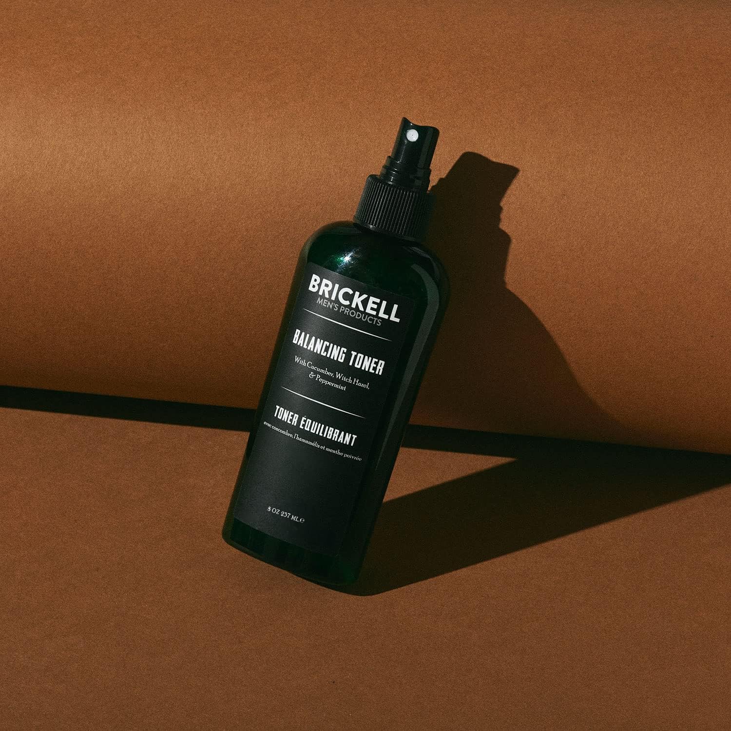 Brickell Men's Balancing Toner for Men, Natural and Organic Alcohol-Free Cucumber, Mint Facial Toner with Witch Hazel, 236 mL, Scented